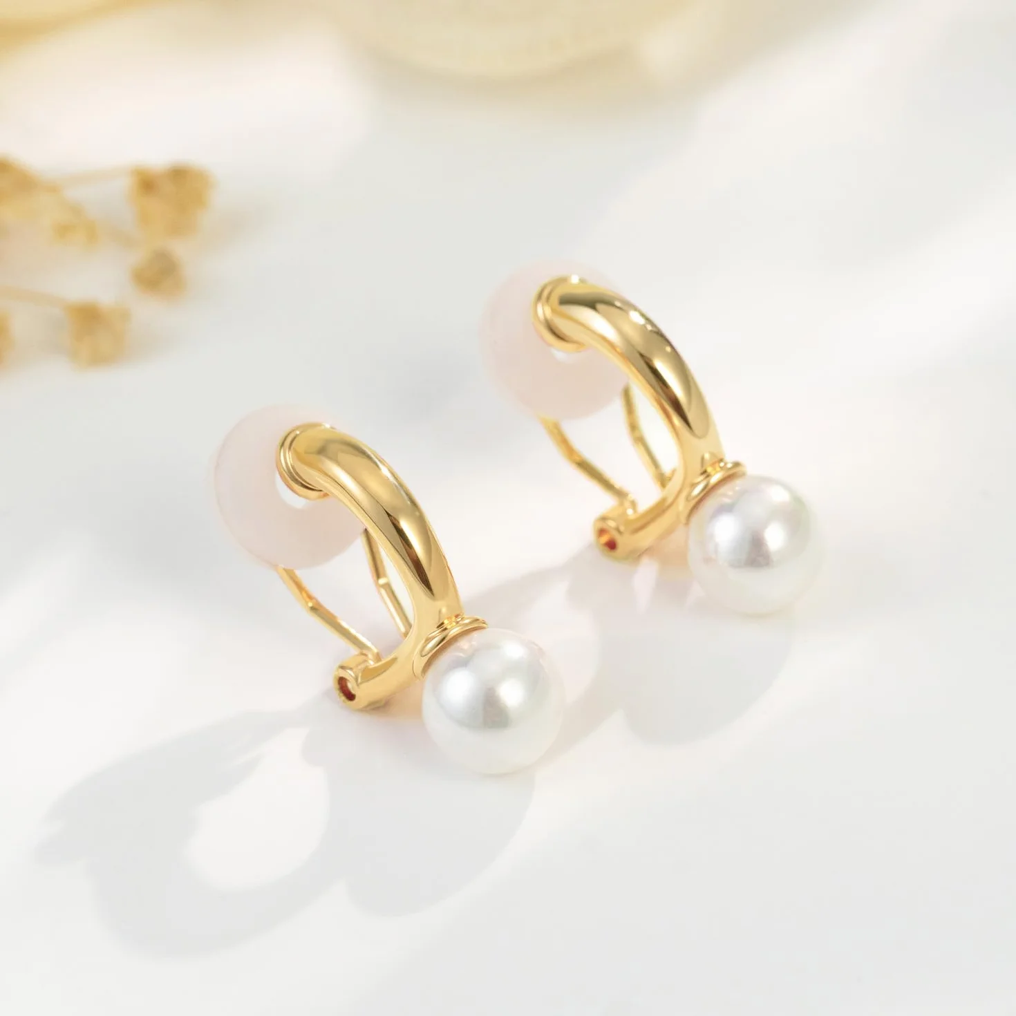 Pendientes de Perla para Mujer Clip Sin Agujero Dorados Plateados