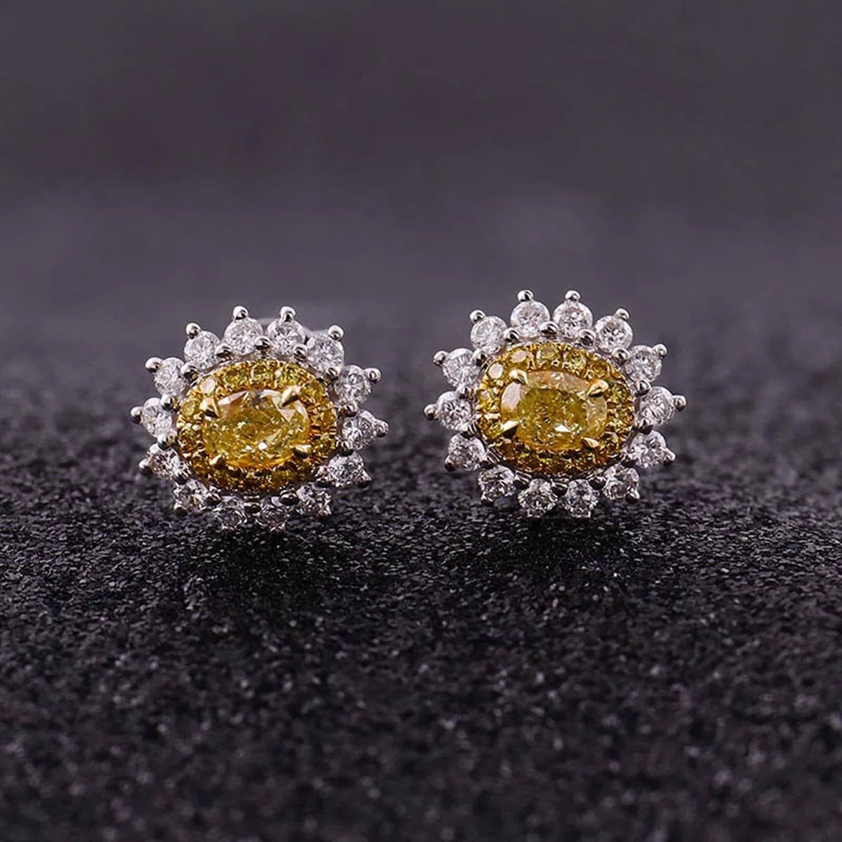 Epinki Pendientes Oro 9K/14K/18K para Mujer, 1/2ct Moissanita Flor Pendientes Fiesta Joyería