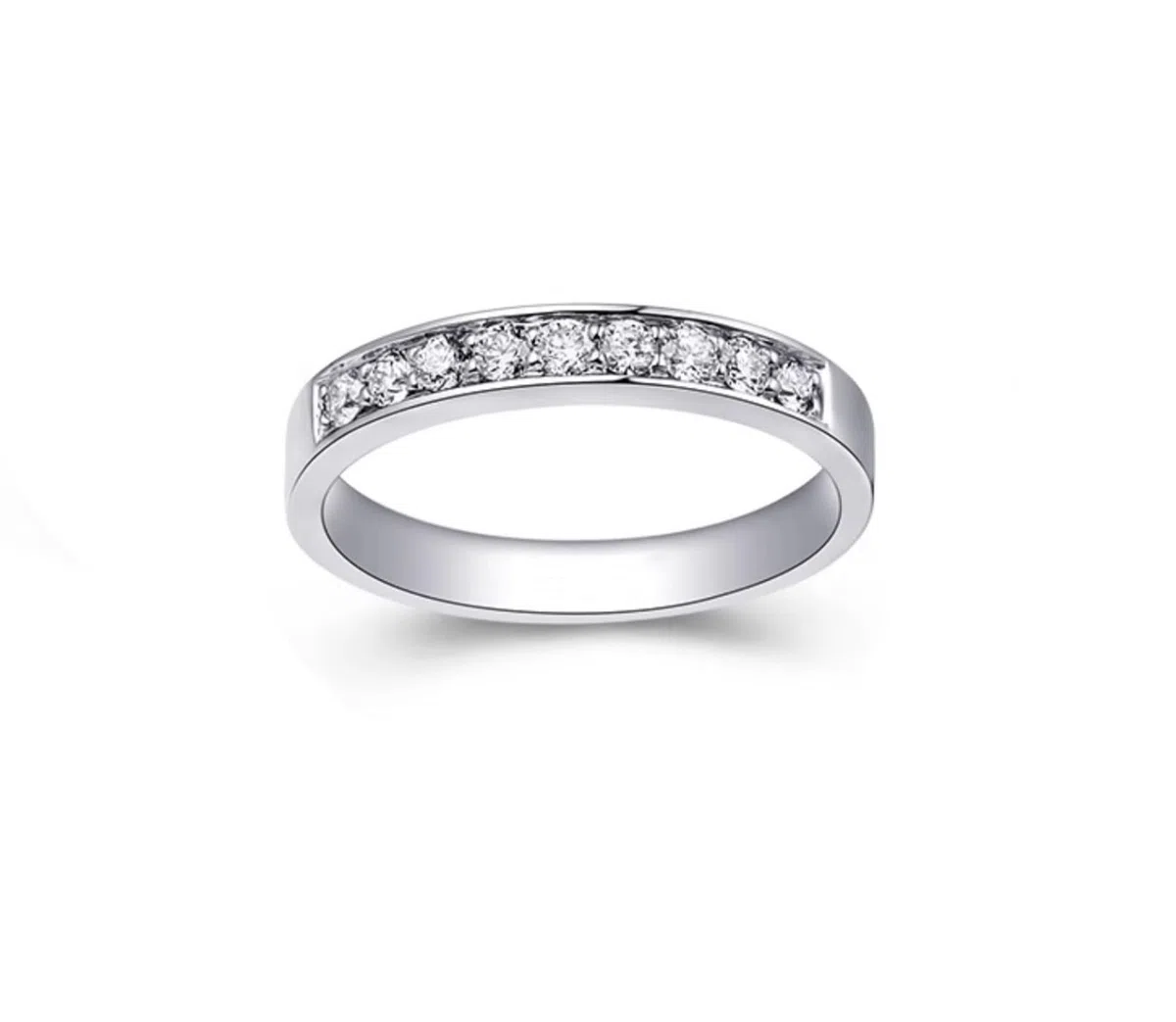 Anillos de compromiso de oro blanco, alianzas de oro real con diamantes de 0,25 quilates, anillos de media eternidad, anillos de boda para mujer