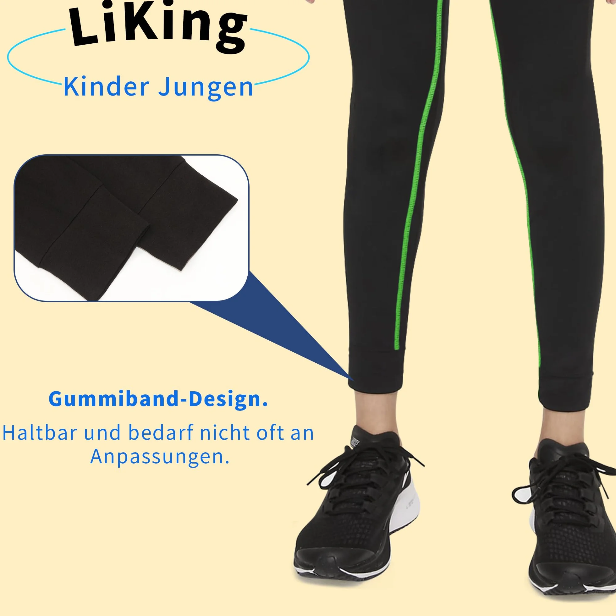 LiKing 2 Paquetes Leggings Ajustados Ropa Interior Deportiva para niños Pantalones de fútbol