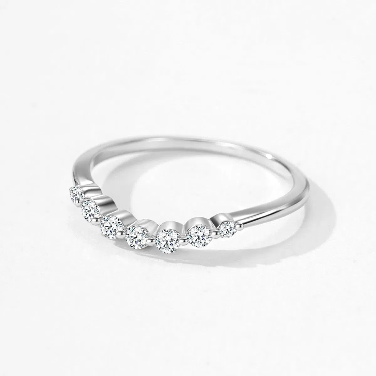 KnSam Anillo de la amistad de oro blanco Au 375/585/750, anillo de boda apilable clásico onda con diamante, alianzas de boda de 9 K/14 K/18 K, oro blanco, talla 47-65