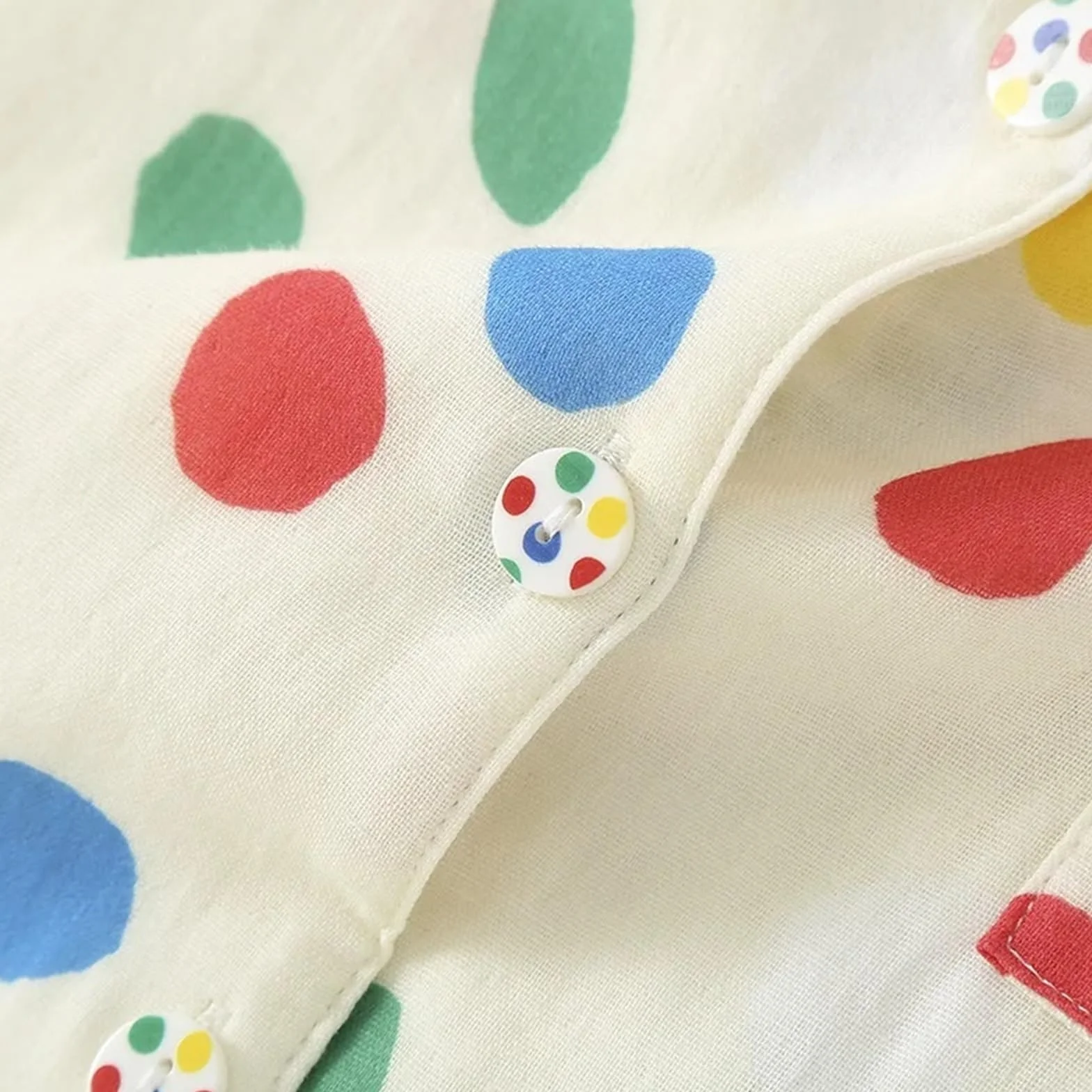 Pijamas de Gasa Doble algodón for Mujer, Ropa Descanso con Cuello Vuelto y Lunares Colores, Pantalones Finos Manga Larga, Conjuntos 2 Piezas para Descanso en casa