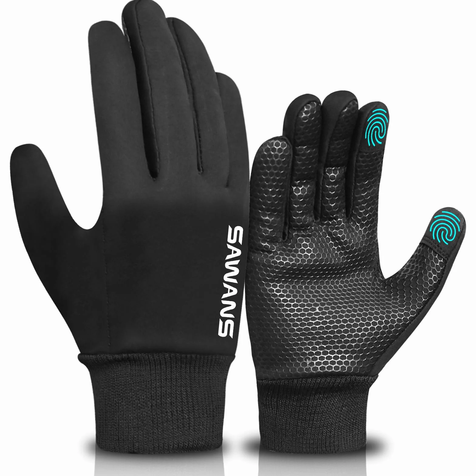 SAWANS Guantes de ciclismo de invierno para niños, para correr, con pantalla táctil, antideslizantes, térmicos, cálidos, para exteriores, ciclismo, fútbol, rugby, ciclismo de montaña, senderismo y
