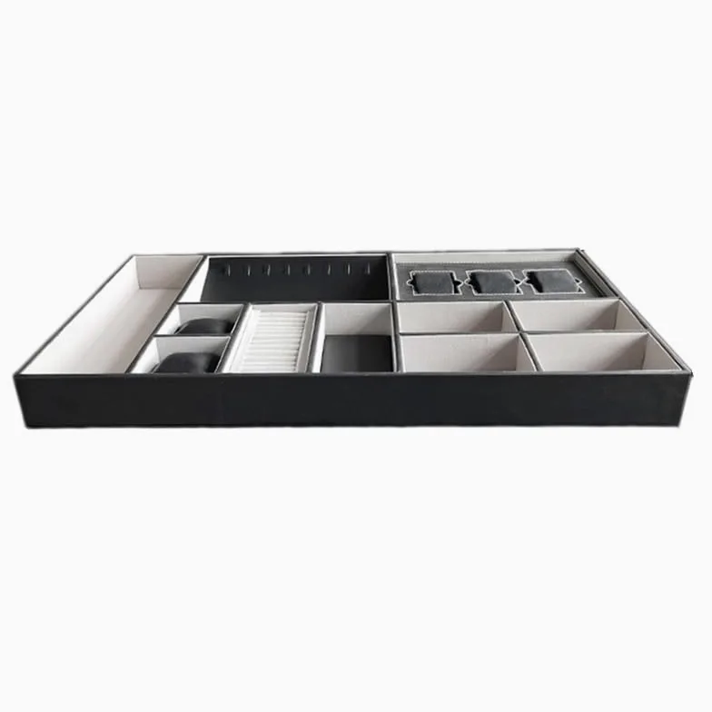 Bandeja organizadora de Joyas apilable: separadores para Collares, Anillos y Pulseras, Organizador para cajones (Gris, 60 x 36,2 x 5,5 cm).