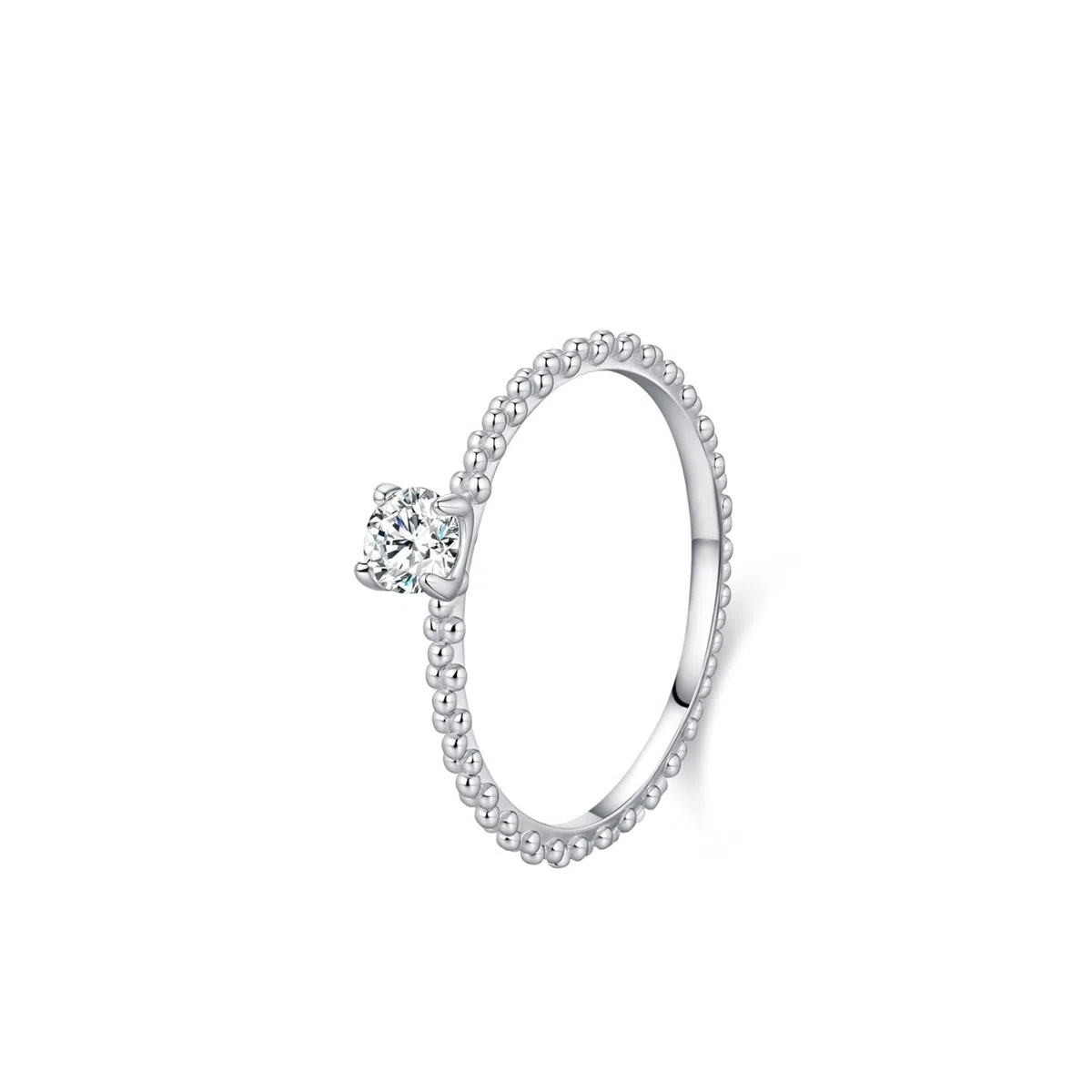 Anillo de boda de oro blanco, anillo de compromiso de oro auténtico solitario con diamante de 0,3 quilates cultivado en laboratorio