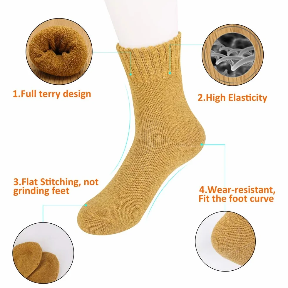 MOSOTECH Calcetines Termicos de Mujer, 5 Pares Calcetines Invierno Cálidos de Confort Casual, Talla única 35-42