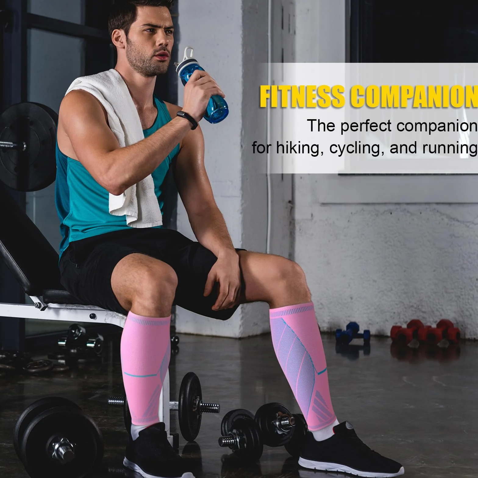 NuCamper Compresión para Pantorrillas Mujer Hombre 2 Pares, Pantorrilleras Compresion, Calcetines Compresión, Mangas para Deportes, Running, Ciclismo, Aliviar Varices, Espinilla Dolor, Calambres