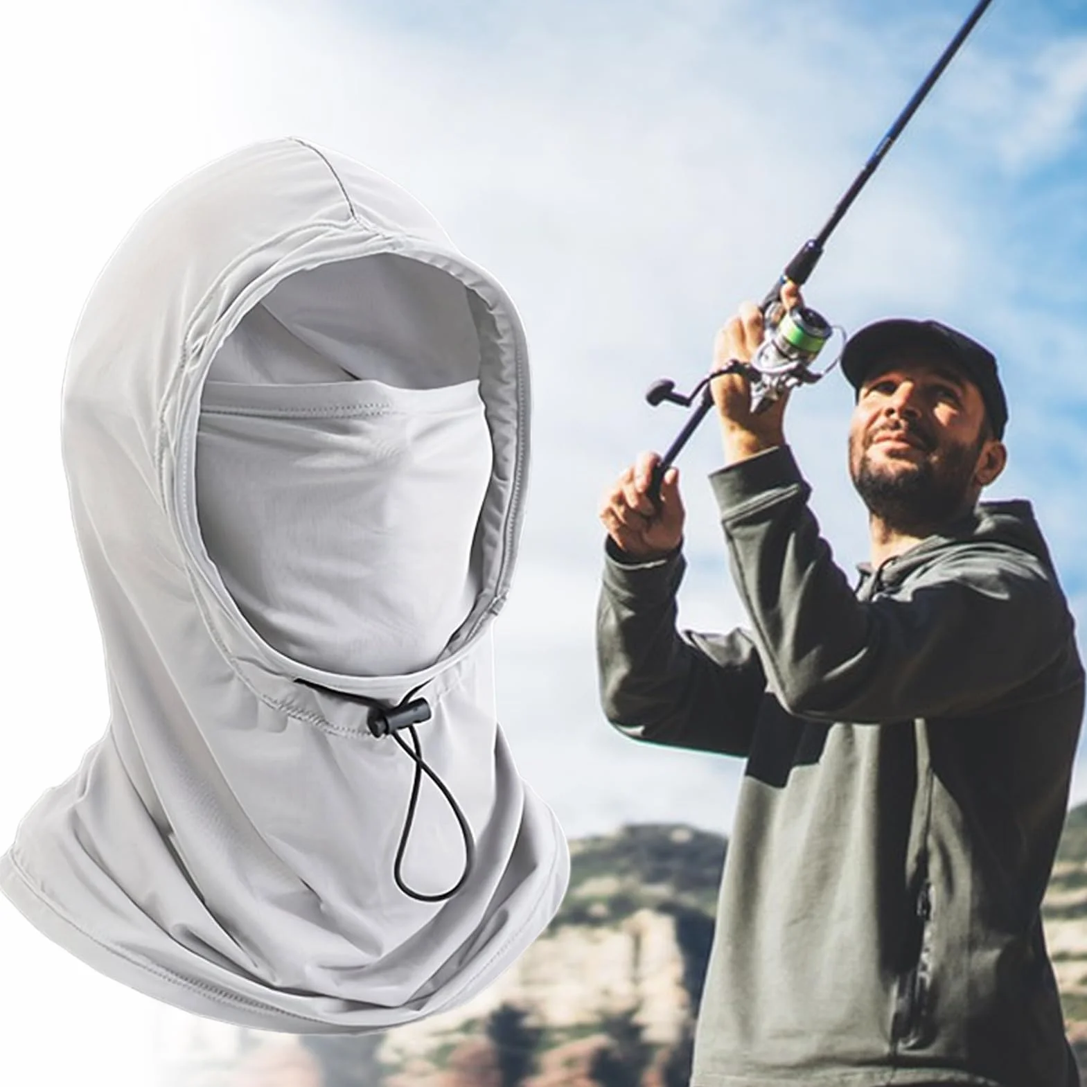 Máscara de protección solar – UPF 50+ Protección UV Sombrero con protección para el cuello | Protección facial transpirable para deportes, escalada, senderismo, ciclismo, actividades al aire libre