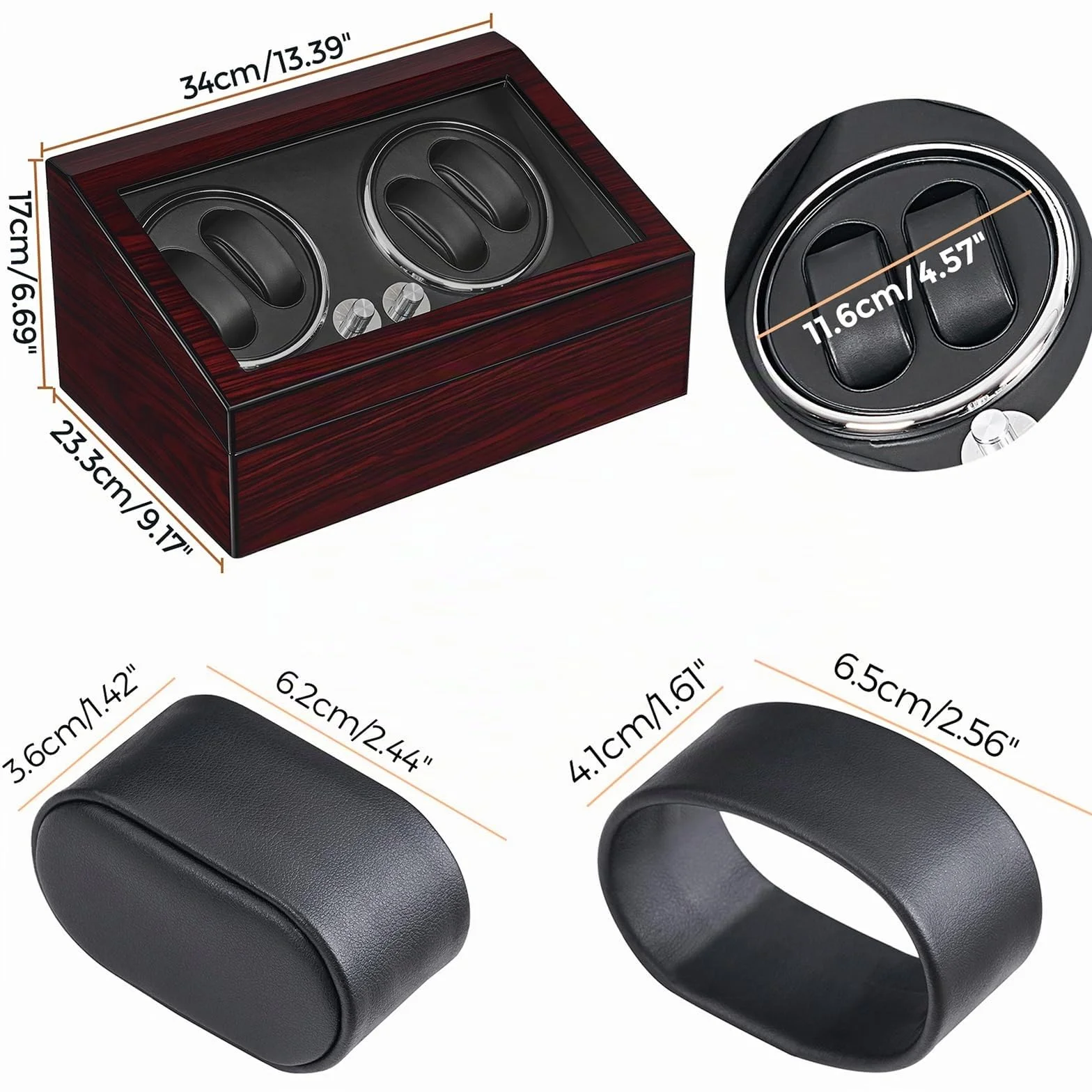 ANWBROAD Enrollador para Relojes Automáticos Caja Giratoria Automática con 4+6 Compartimentos para Relojes y Joyas Silencioso Watch Winder con LED & Motor Mabuchi & 4 Modos JWW002Y