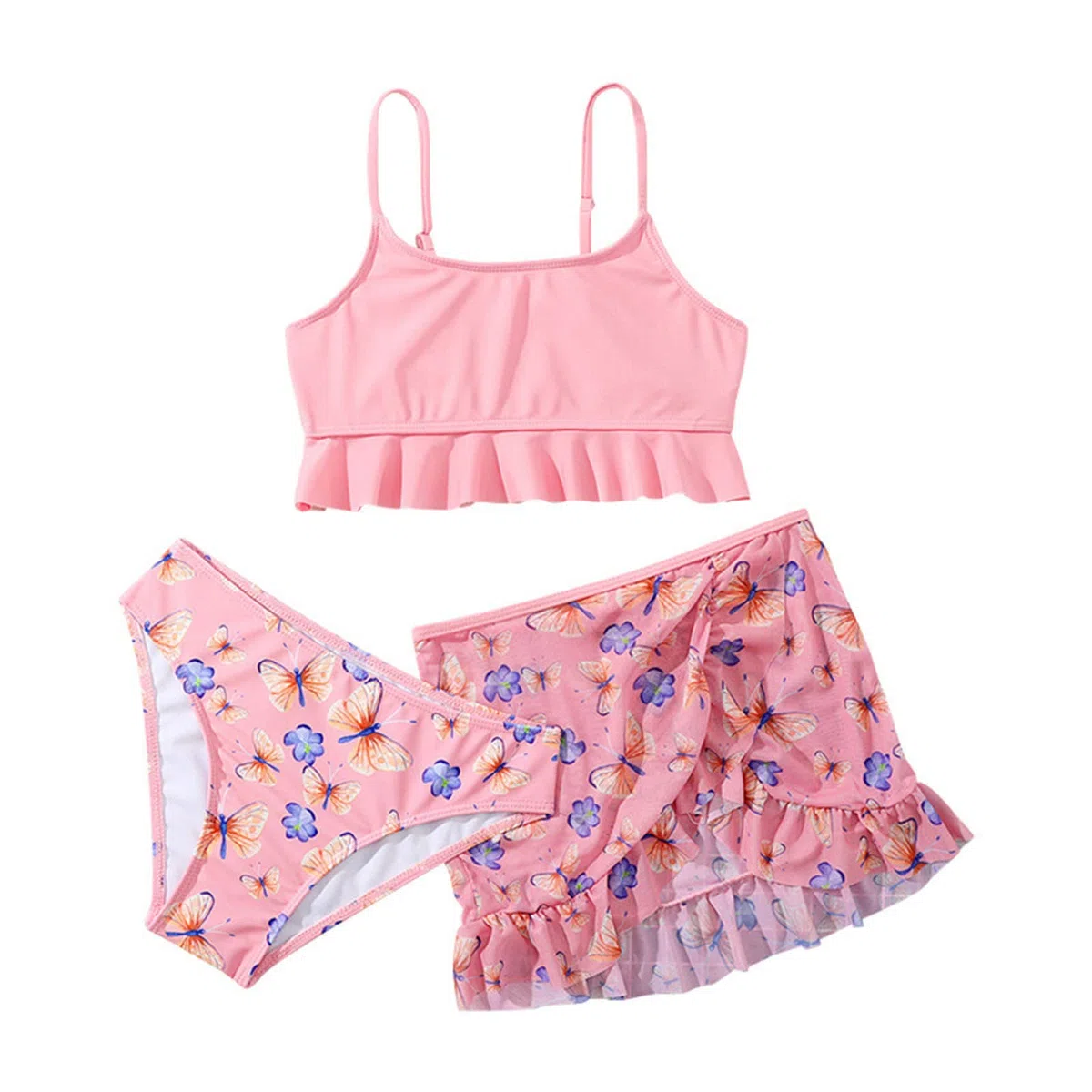 Generisch Trajes de baño para niños pequeños niños bebé niño verano mariposa impresión pantalones cortos secado rápido playa bañadores 3 piezas traje de baño ropa