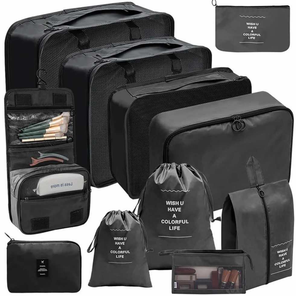 Organizador de maletas, ligero, equipaje de mano, bolsa de compresión parcial, organizador de maletas, juego con Ompression impermeable, bolsa de cosméticos, juego de bolsas de ropa