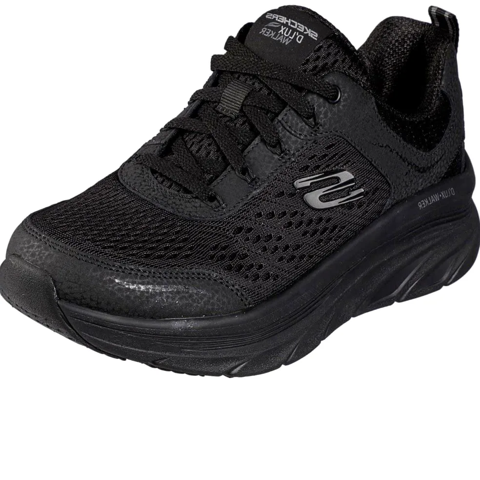 Skechers D'lux Walker Infinite Motion, Zapatillas Mujer, Black Leather Mesh Trim, 40 EU
