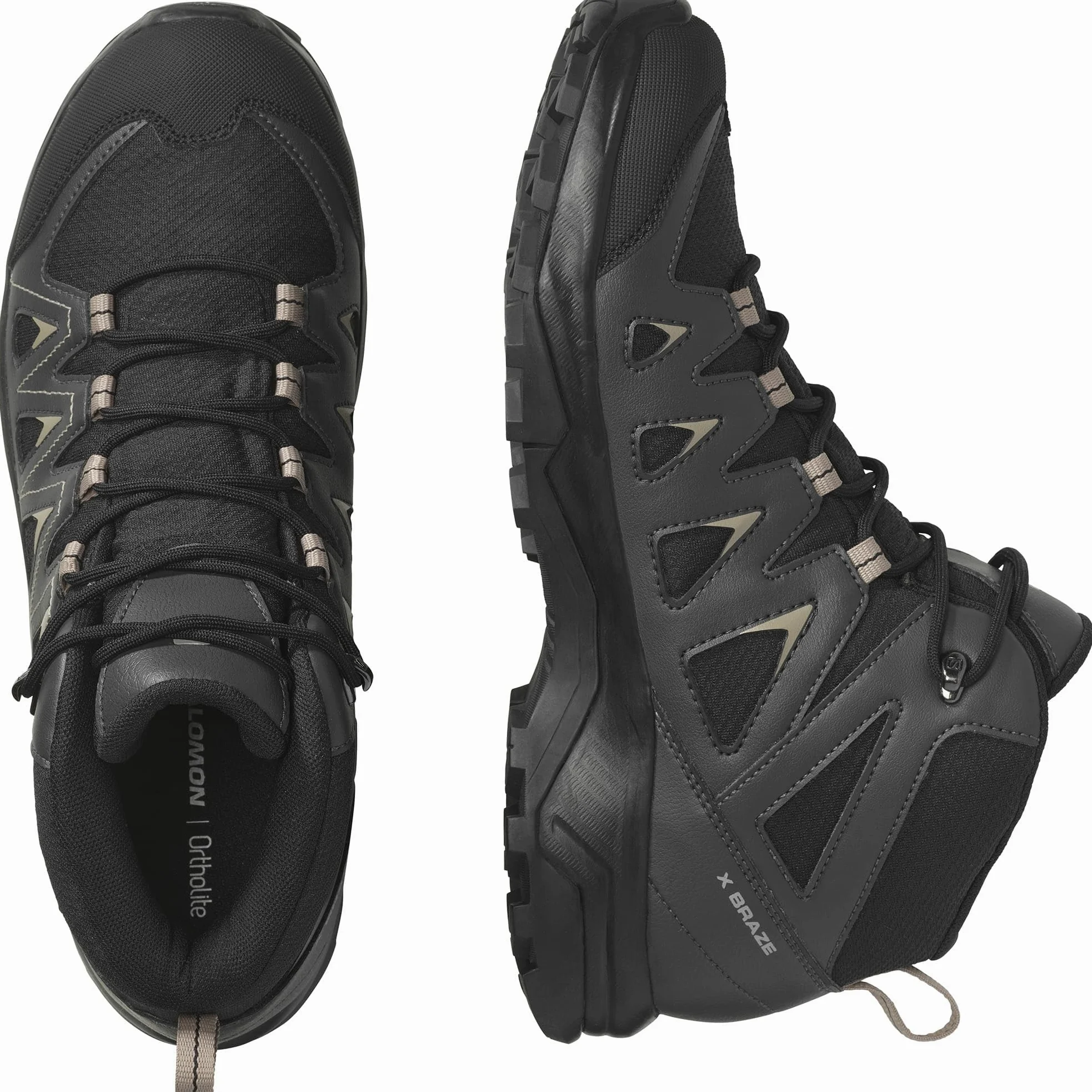 Salomon X Braze Mid Gore-Tex Zapatillas Impermeables Outdoor para Hombre, Básicos para el senderismo, Diseño deportivo, Uso versátil, Black, 44 2/3