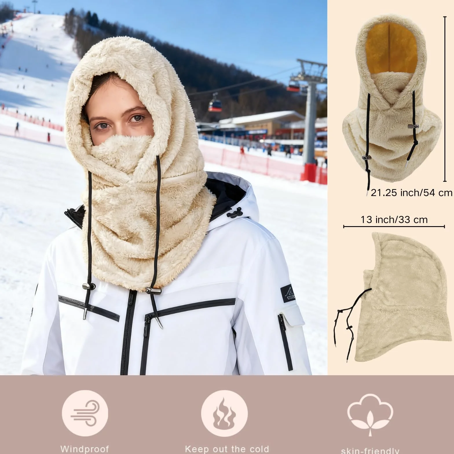 Gorra Termico Invierno Pasamontañas Forro Polar Prueba de Vient Caliente Capucha Bufanda para Esquí Ciclismo