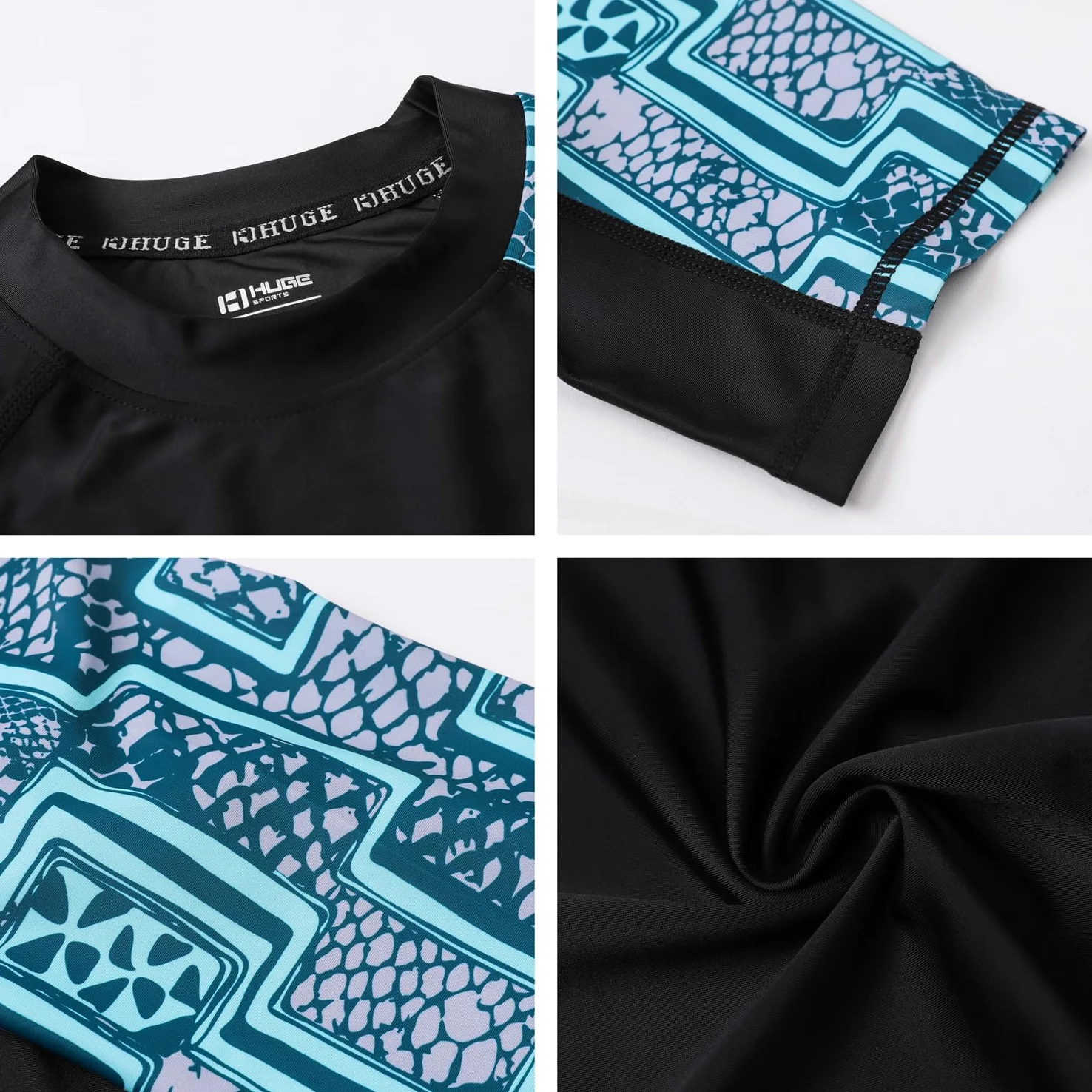 HUGE SPORTS Protección solar UV UPF 50+ Skins Rash Guard de manga corta para hombre