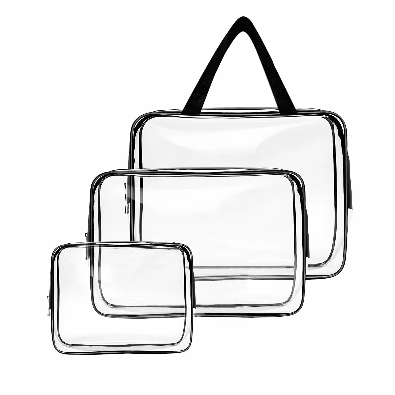 3 PCS Neceser de Aseo, Bolsas Portátil de Maquillaje de PVC, Transparentes Bolsa de Cosmético Organizador Mujer Impermeables, Hombre y Mujer, para Viajes, para Viajes, Almacenamiento, Baño