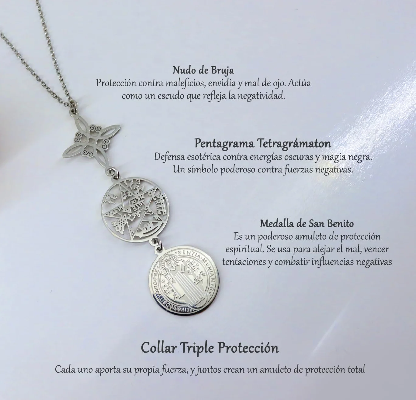 Collar de Mujer colgante Nudo de Bruja y Tetragramatón 7 CHAKRAS Símbolos Espirituales Yoga Reiki Meditación Amuleto