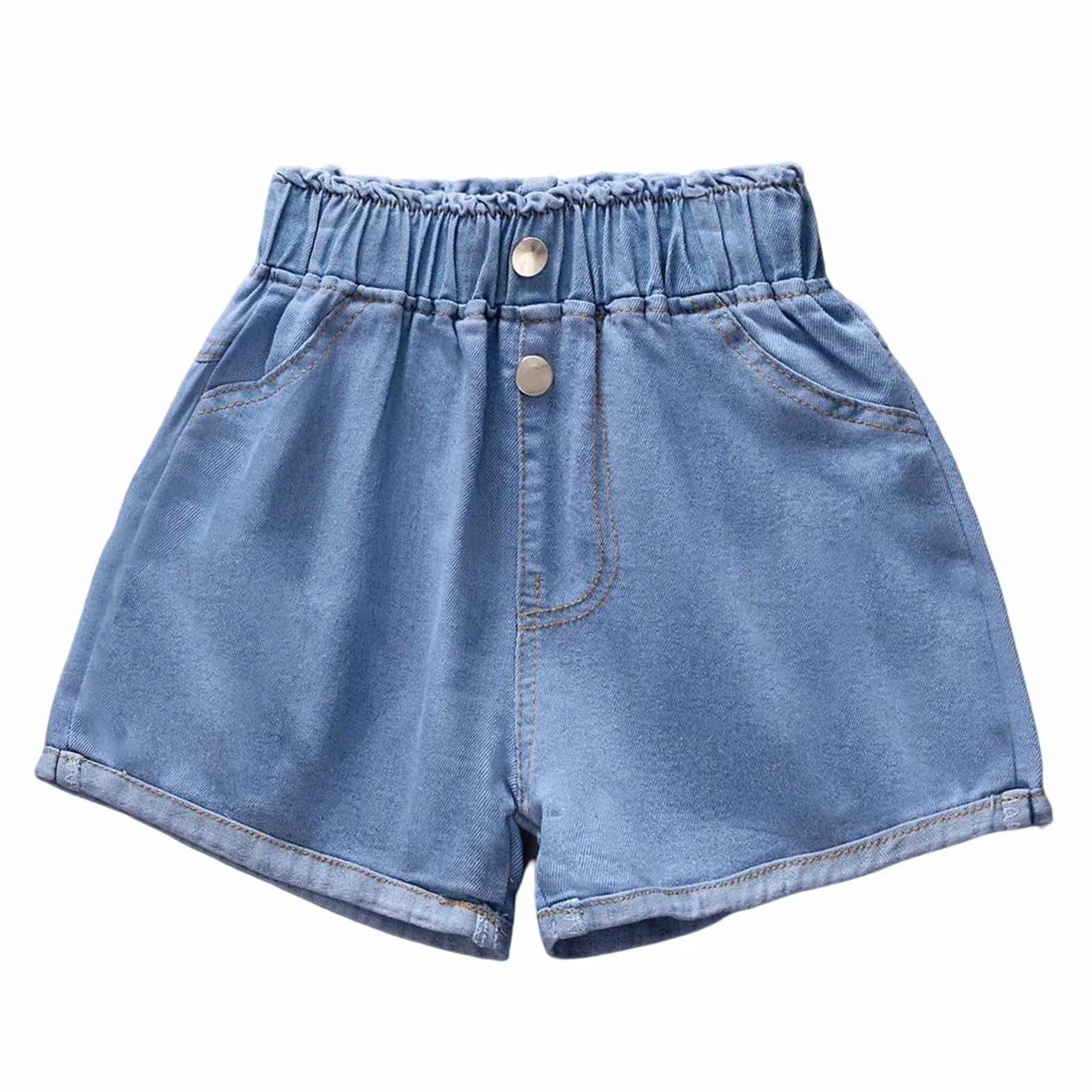 Genérico Pantalones Cortos Vaqueros Verano Niñas, Pantalones Cortos Informales para niñas Vaqueros de veranos con Estilo Moderno Comodidad y diseño Suelto