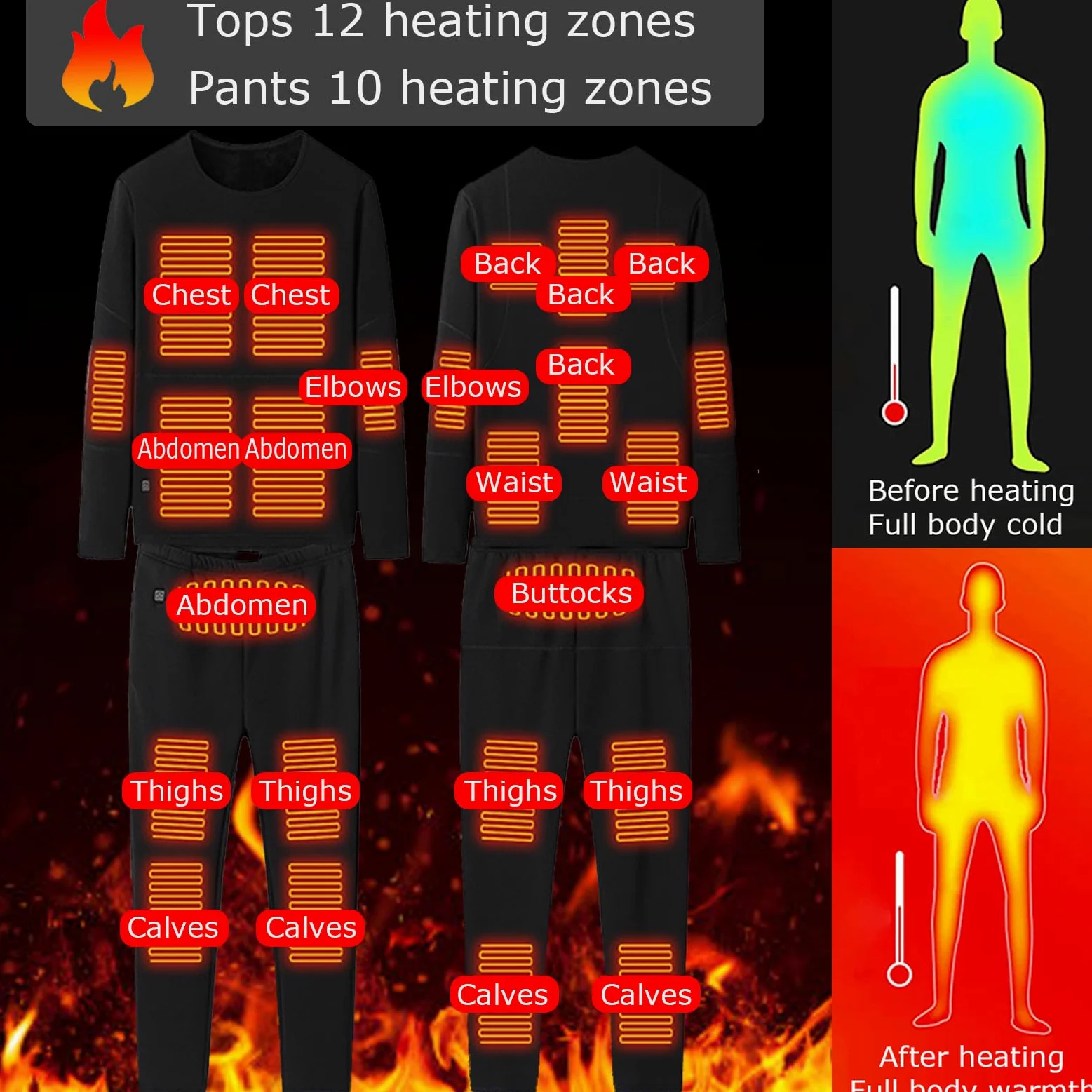 Ropa Interior térmica térmica eléctrica con batería, Hombres, Mujeres, Ropa calefactada USB Inteligente y Pantalones para inviernos al Aire Libre