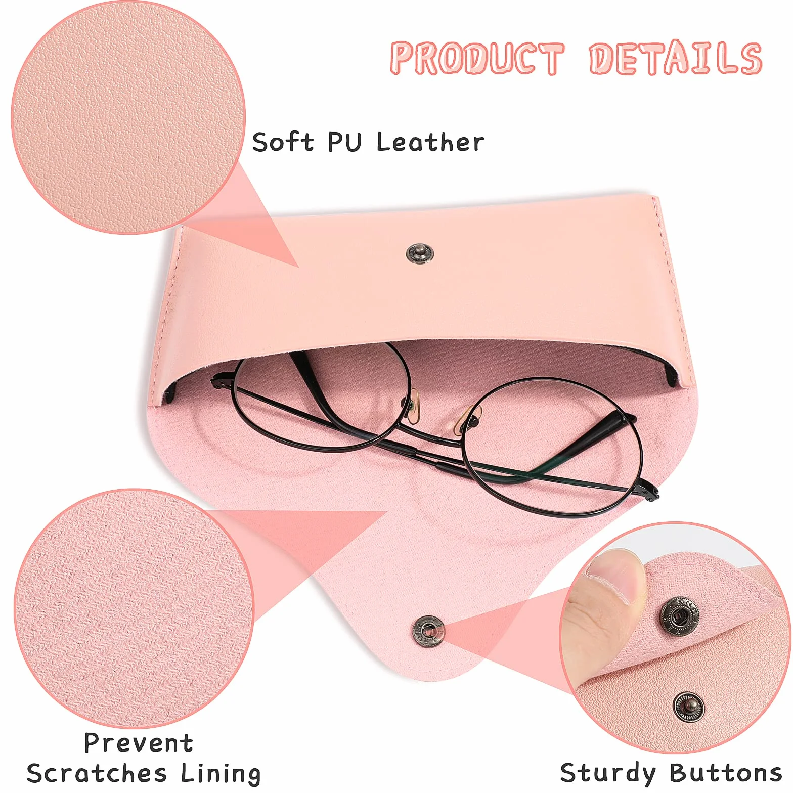 Estuche para Gafas Hifot de PU Cuero 2 Piezas Rosa y Blanco