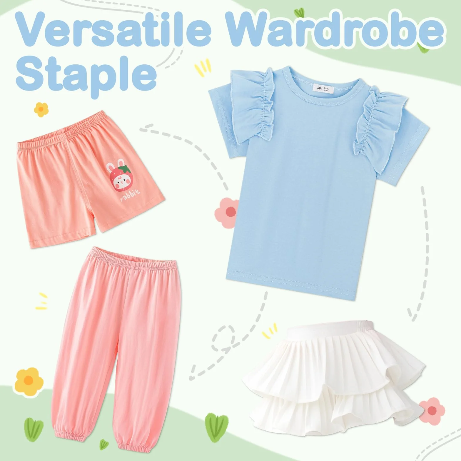 KAKU NANU Camiseta Niña Manga Corta Tops 3-10 Años Lisas Camiseta de Algodon Ropa Verano Niña Blanca Amarilla Rosa Lila Azul