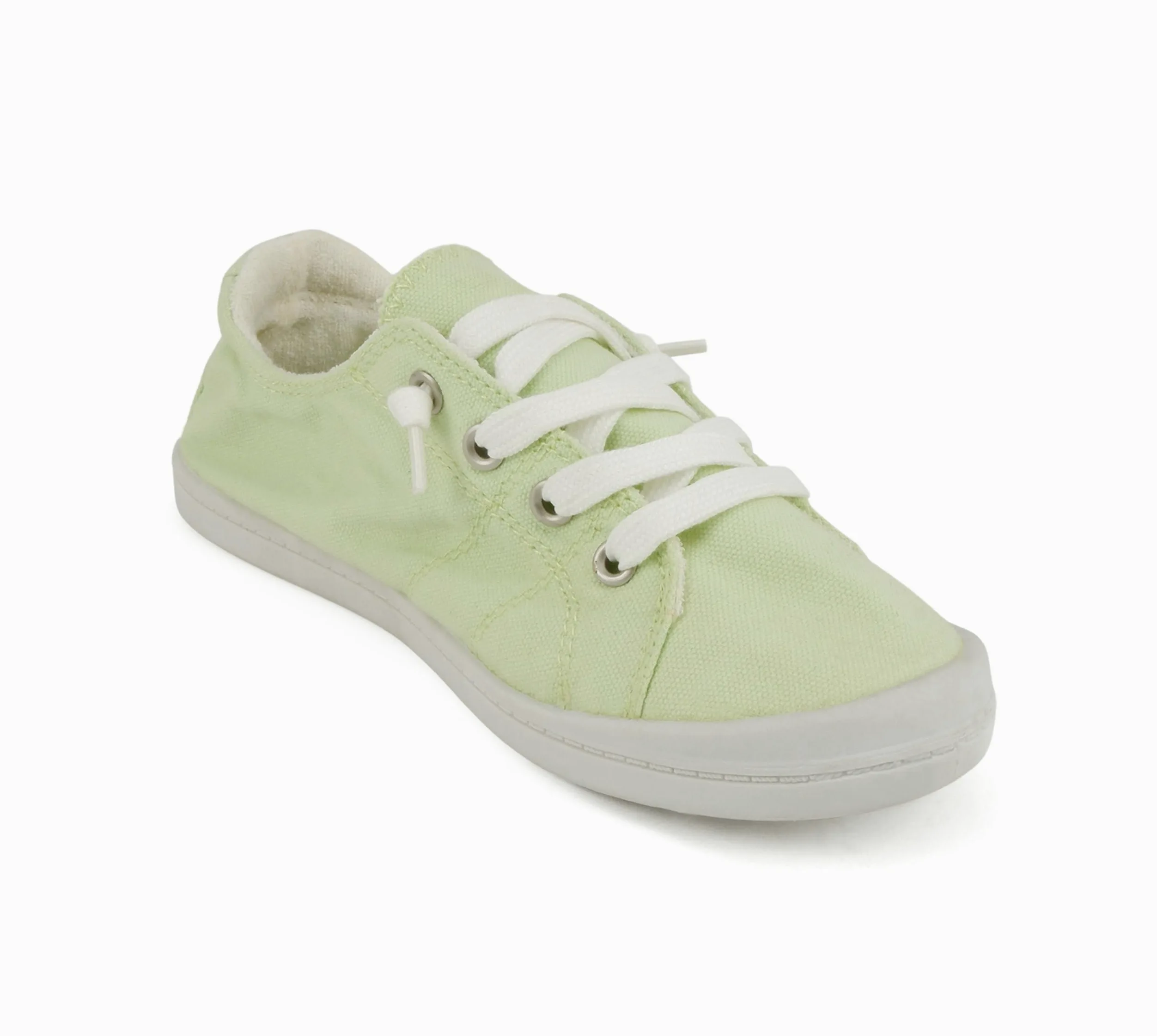 Soda Zapatos planos de las mujeres de la lona del lino del resbalón en las zapatillas de deporte del cordón hasta los holgazanes, Algodón menta, 36 EU