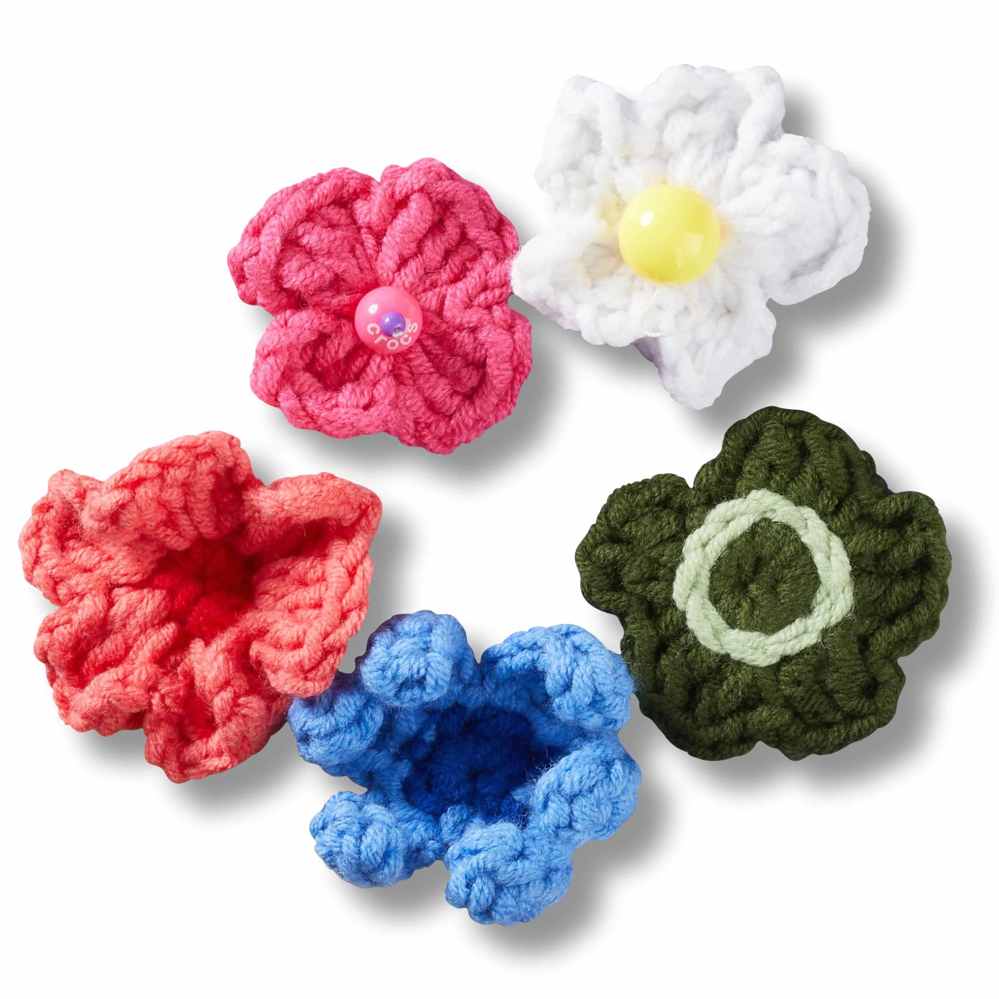 Crocs Colgantes de zapatos de ganchillo, flores, multicolor, talla única, 5 unidades