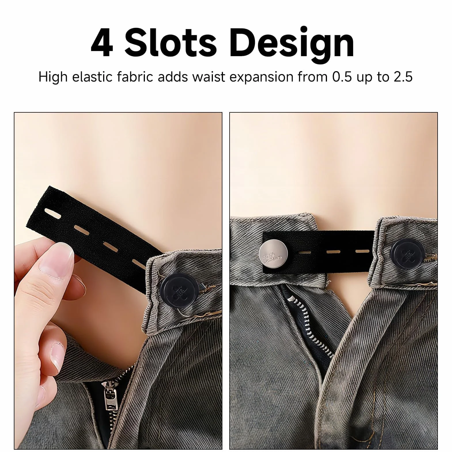 10 Piezas Extensor de Cintura para Pantalones, Botones Ajustables en Negro/Azul/Blanco/Caqui/Gris, Ideal para Embarazadas y Ajuste de Ropa, Alargador de Cintura para Hombre y Mujer