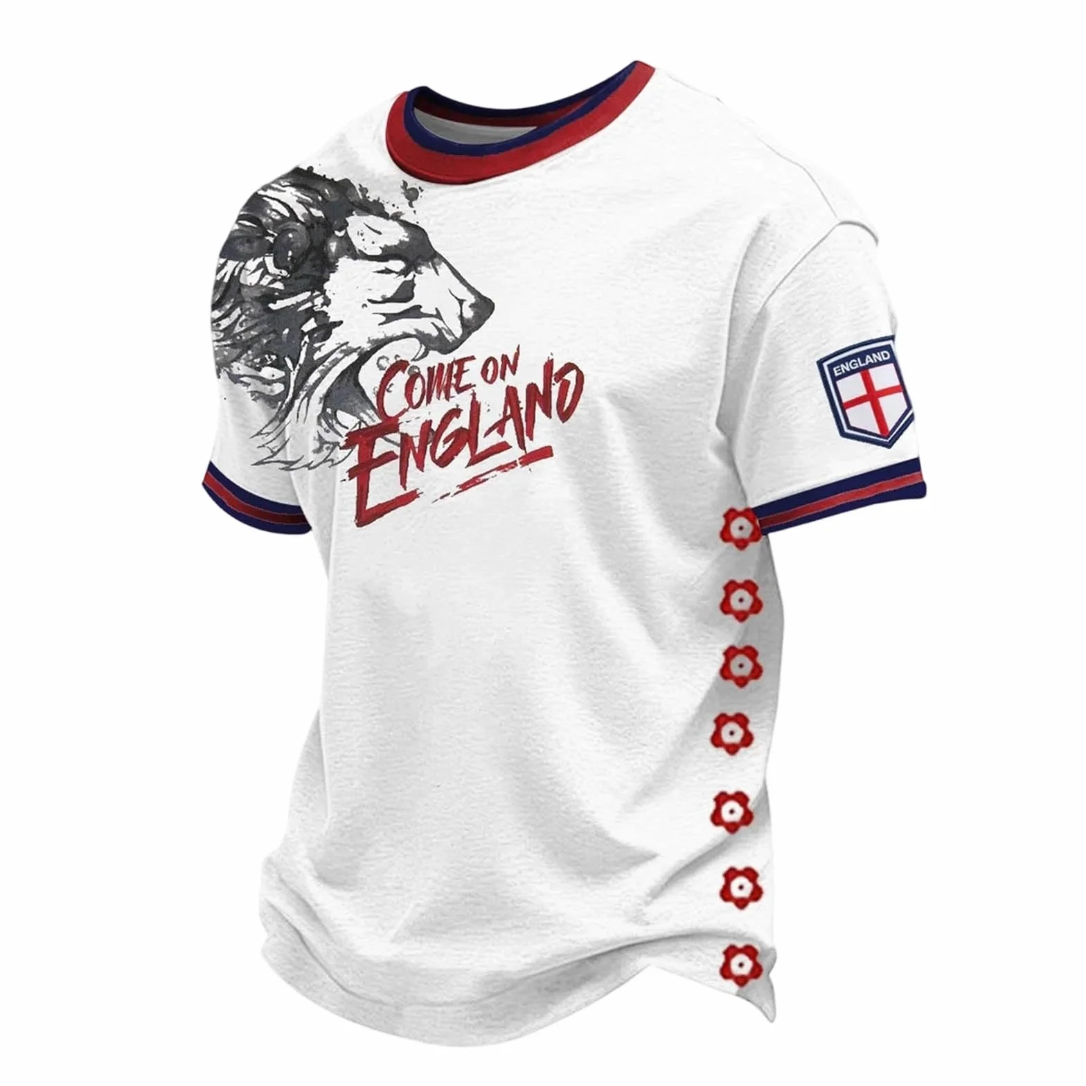 Camisetas Futbol,Camiseta De Aficionado Al FúTbol De Inglaterra para: CóModa Camiseta De Manga Corta Que Apoya A La SeleccióN Nacional De Inglaterra Camiseta Informal De Mezcla