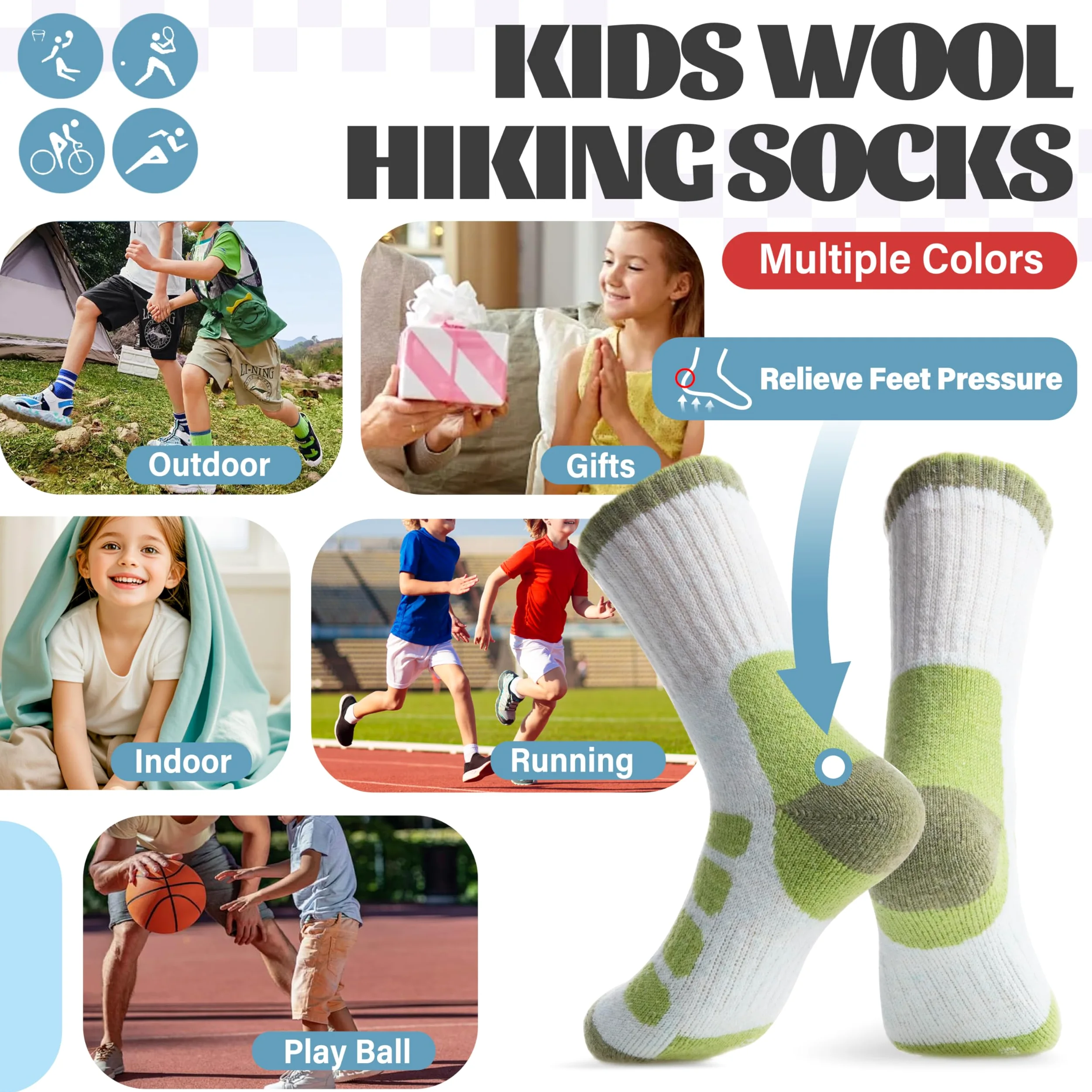 Anlisim Calcetines de senderismo de lana merino para niños y niñas, térmicos, cálidos, para invierno, calcetines gruesos para regalo, 6 pares