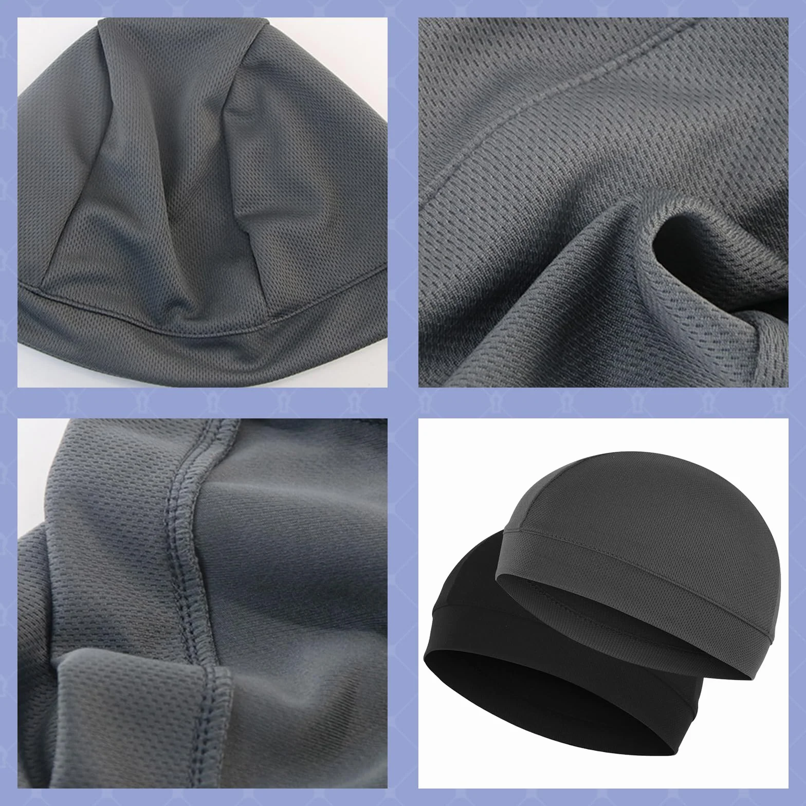 Amexo 2 Piezas Gorro Bajo Sotocasco Ciclismo Calavera Negro Gris Verano Respirable Hombre Mujer