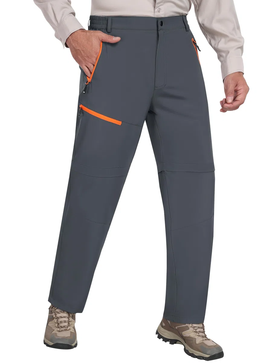 MoFiz Pantalones de senderismo para hombre, resistentes al agua, de secado rápido, ligeros, para exteriores, convertibles, con cremallera, 5 bolsillos con cremallera