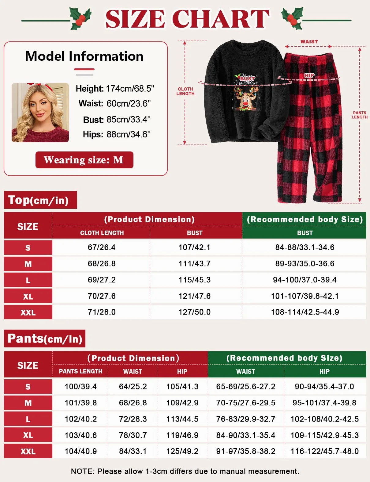 UMIPUBO Pijama Mujer Invierno Navidad Polar Manga Larga y Pantalón Largo con Bolsillo Franela 2 Piezas Conjunto de Pijama Navideños Calentito Cuadros Ropa de Dormir Suave Plaid Pijamas