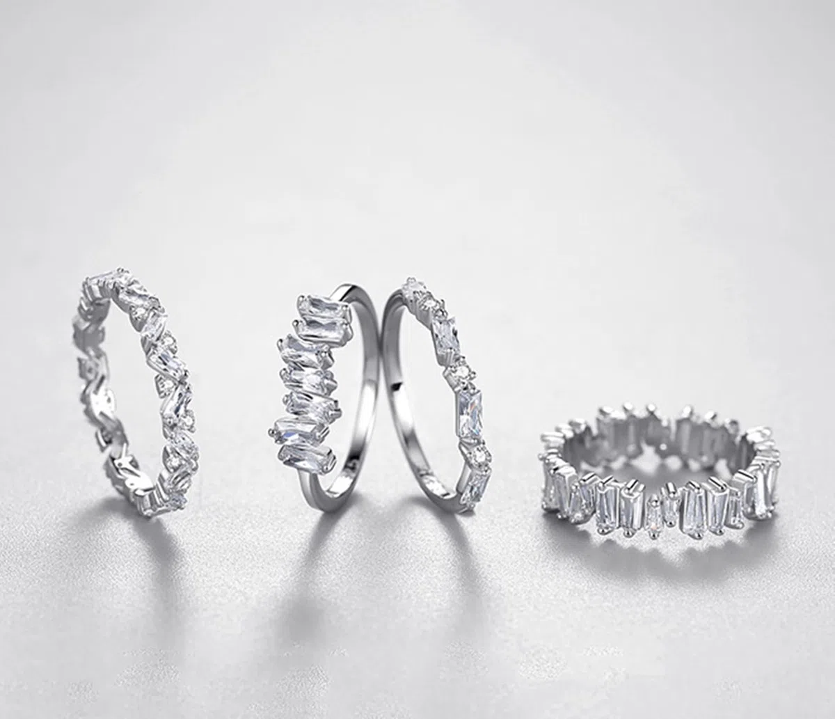 Anillo de oro para mujer, anillo de boda de oro real con diamante cultivado en laboratorio, alianzas de boda de oro blanco, media eternidad, para mujeres