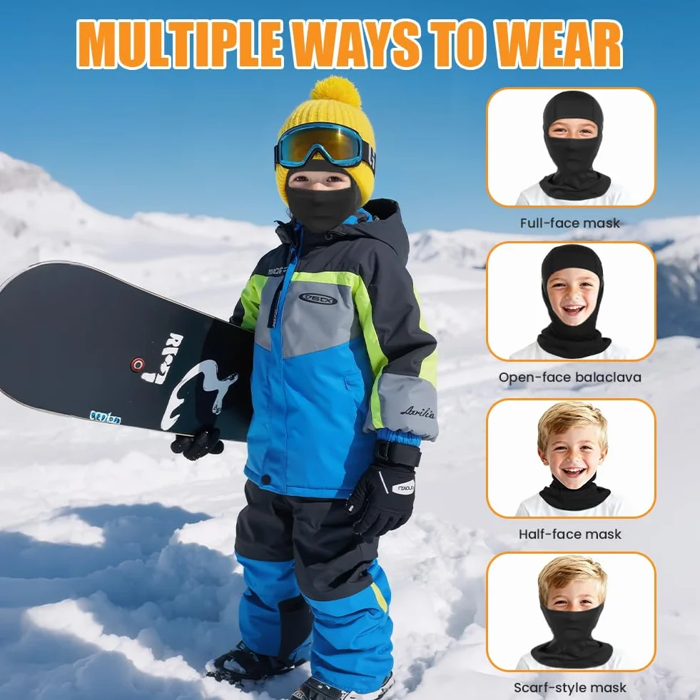 Pasamontañas Térmico para Niños, Balaclava Multifuncional para Esquí y Ciclismo