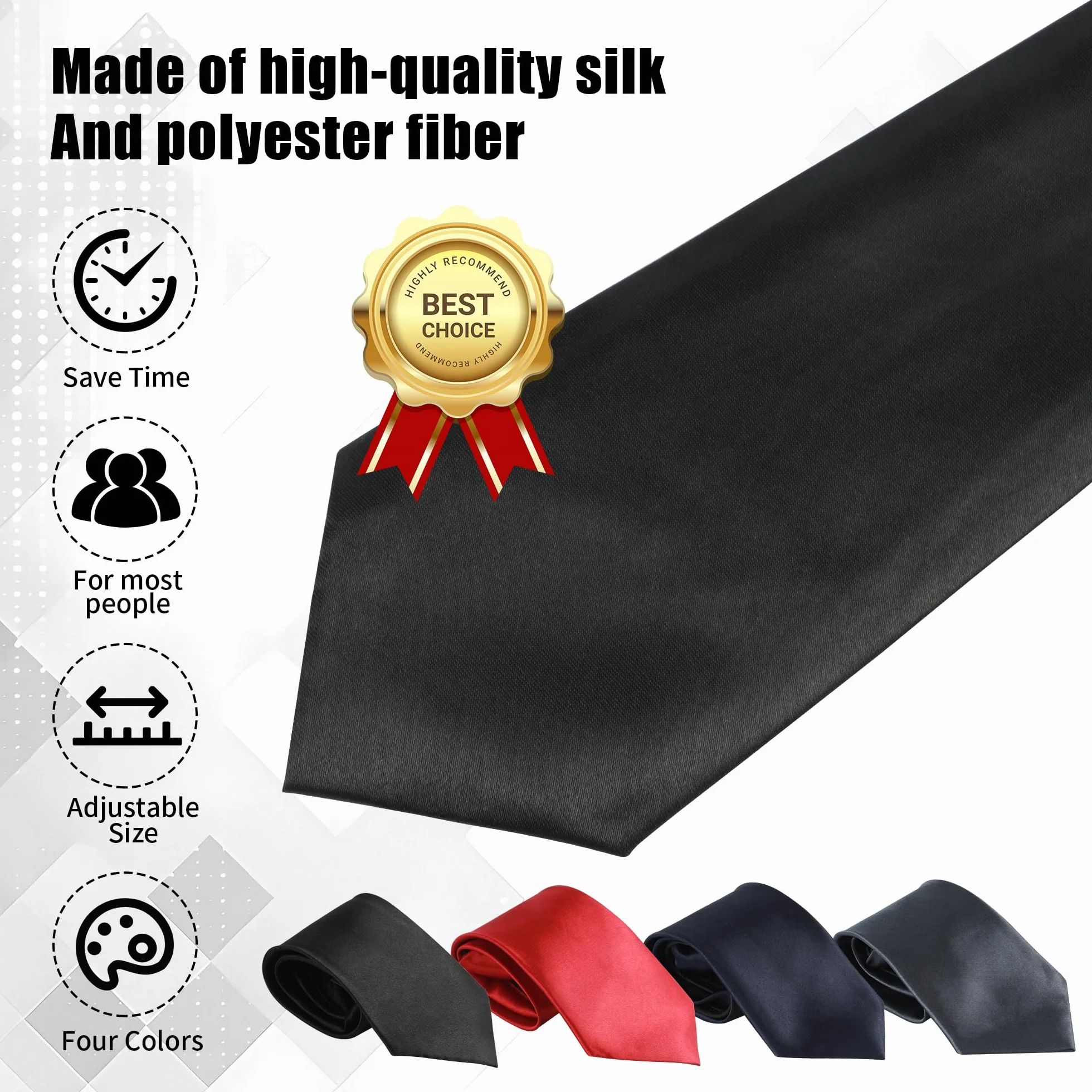JSMTKJ 4 Piezas Corbata Infantil para Niños, Ajustable con Clip y Banda Elástica, Perfecta para Graduación, Boda, Disfraces y Eventos Formales Elegante y Fácil de Colocar para Niños
