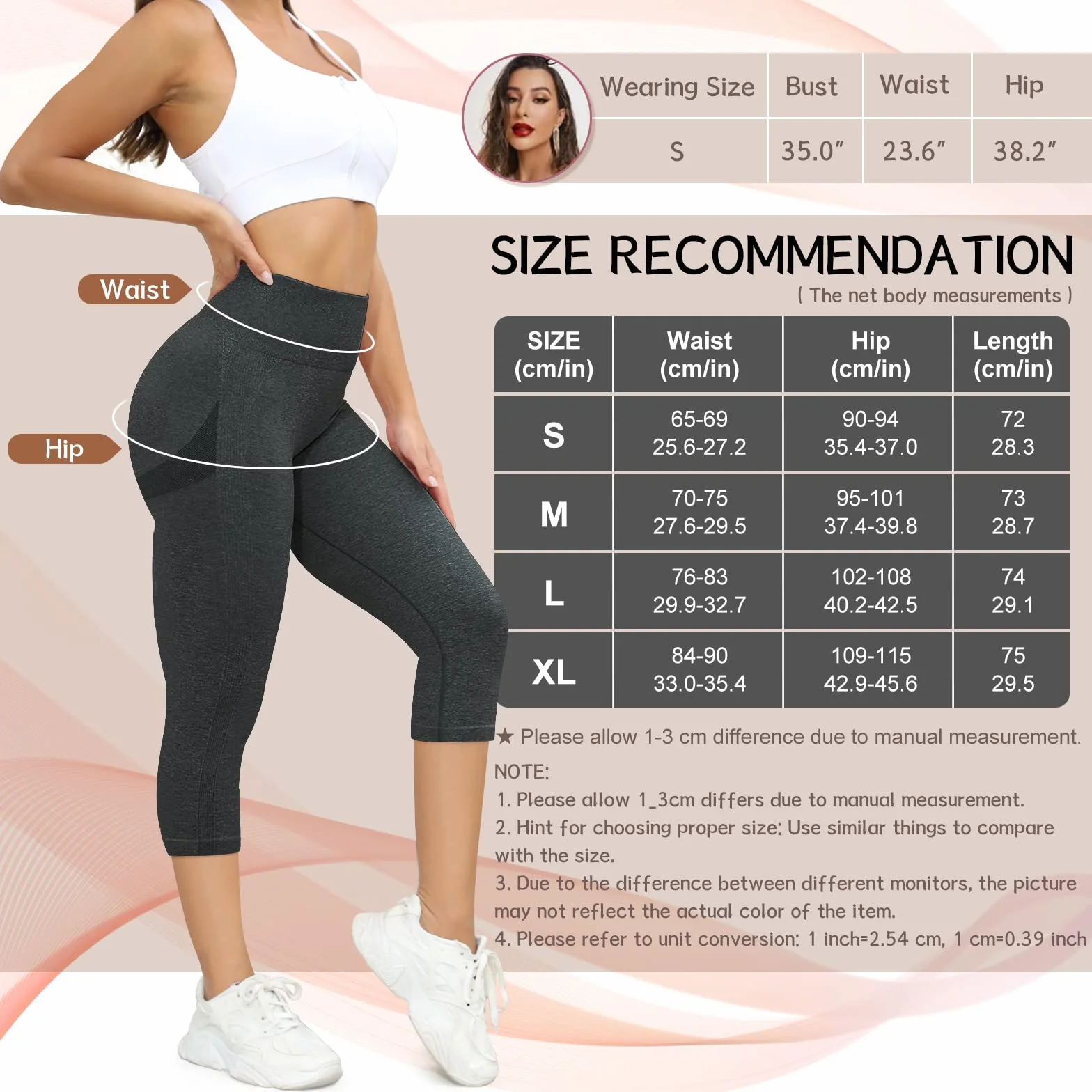 Leggins Mujer Push Up 3/4 Capris Mallas Pantalones Deportivos Anticeluliticos Yoga Leggings de Cintura Alta Elásticos Barriga Control Pantalones Deporte para Fitness Correr