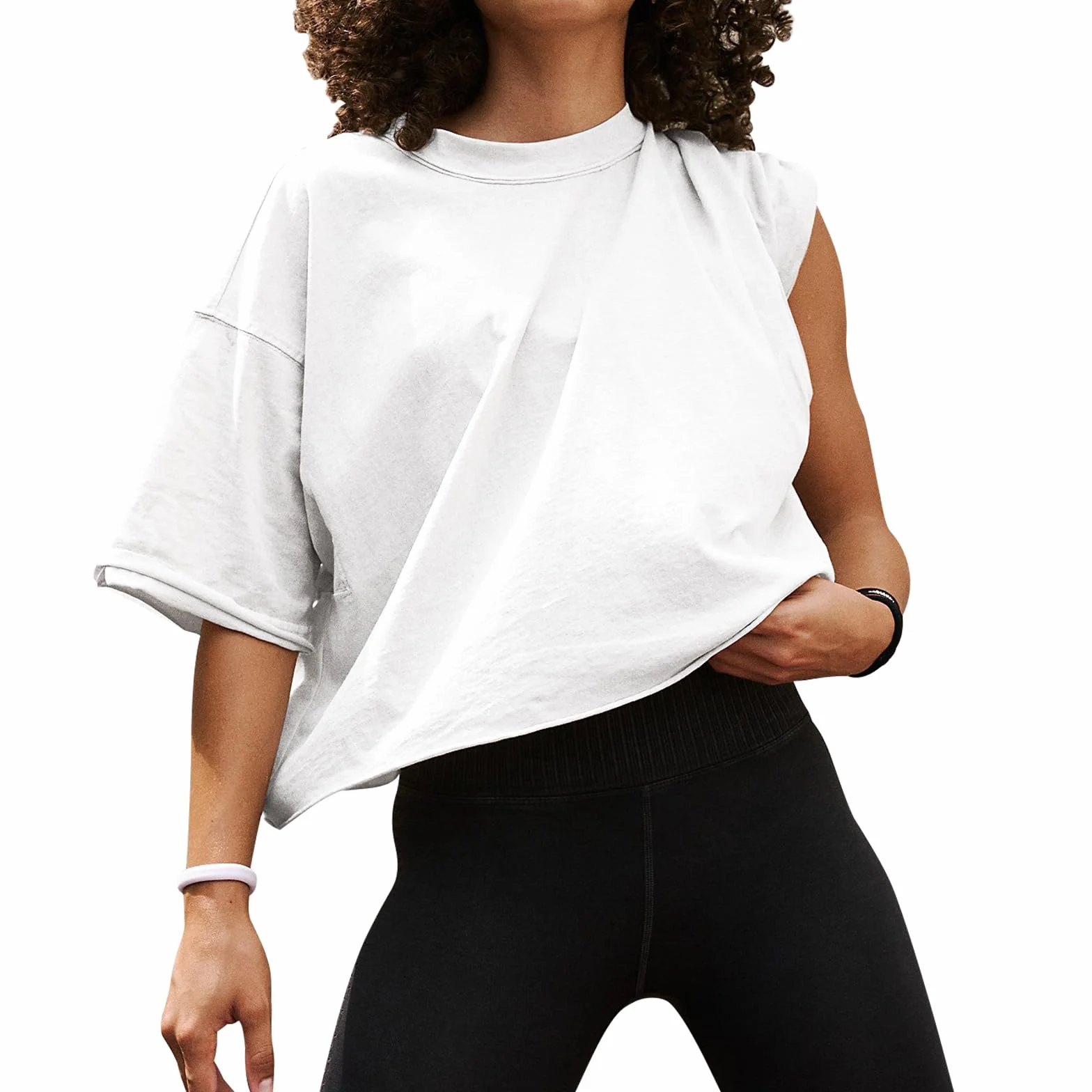 EBANKU Camisas de Entrenamiento de Gran tamaño para Mujer de Manga Corta Tops Cortos Casuales de algodón básico atlético Yoga Correr