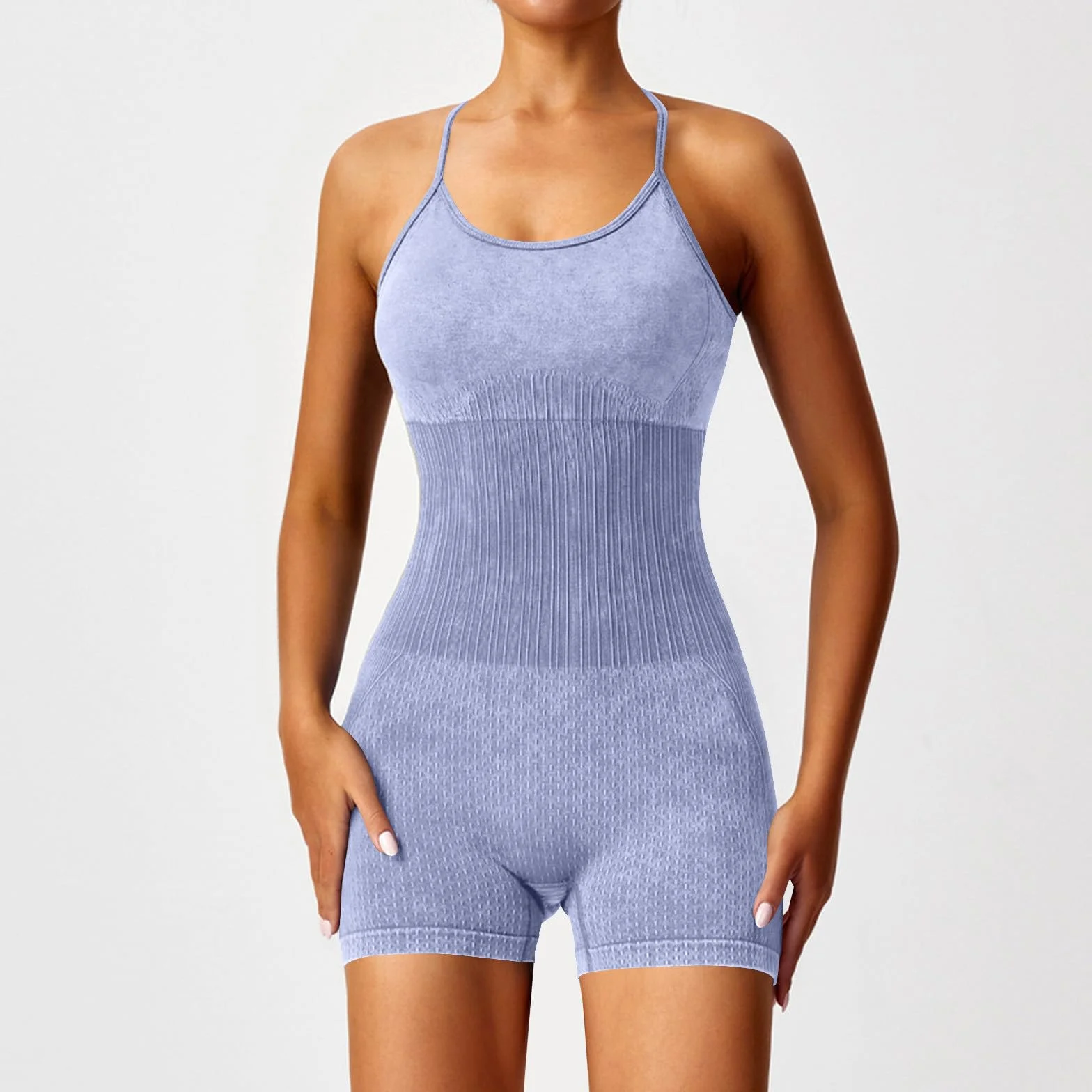 Mono Corto Deportivo Mujer sin Costuras Jumpsuit Sexy Elástico Overol Yoga Fitness Romper