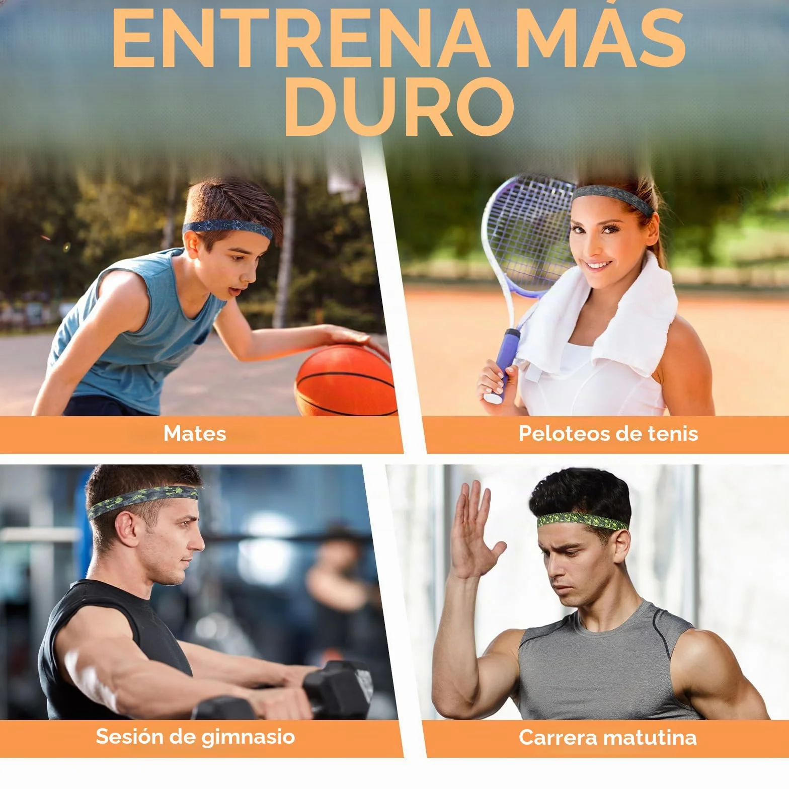 Blooms Diadema Deportiva Antideslizante 5 Piezas Cintas Pelo Mujer Hombre