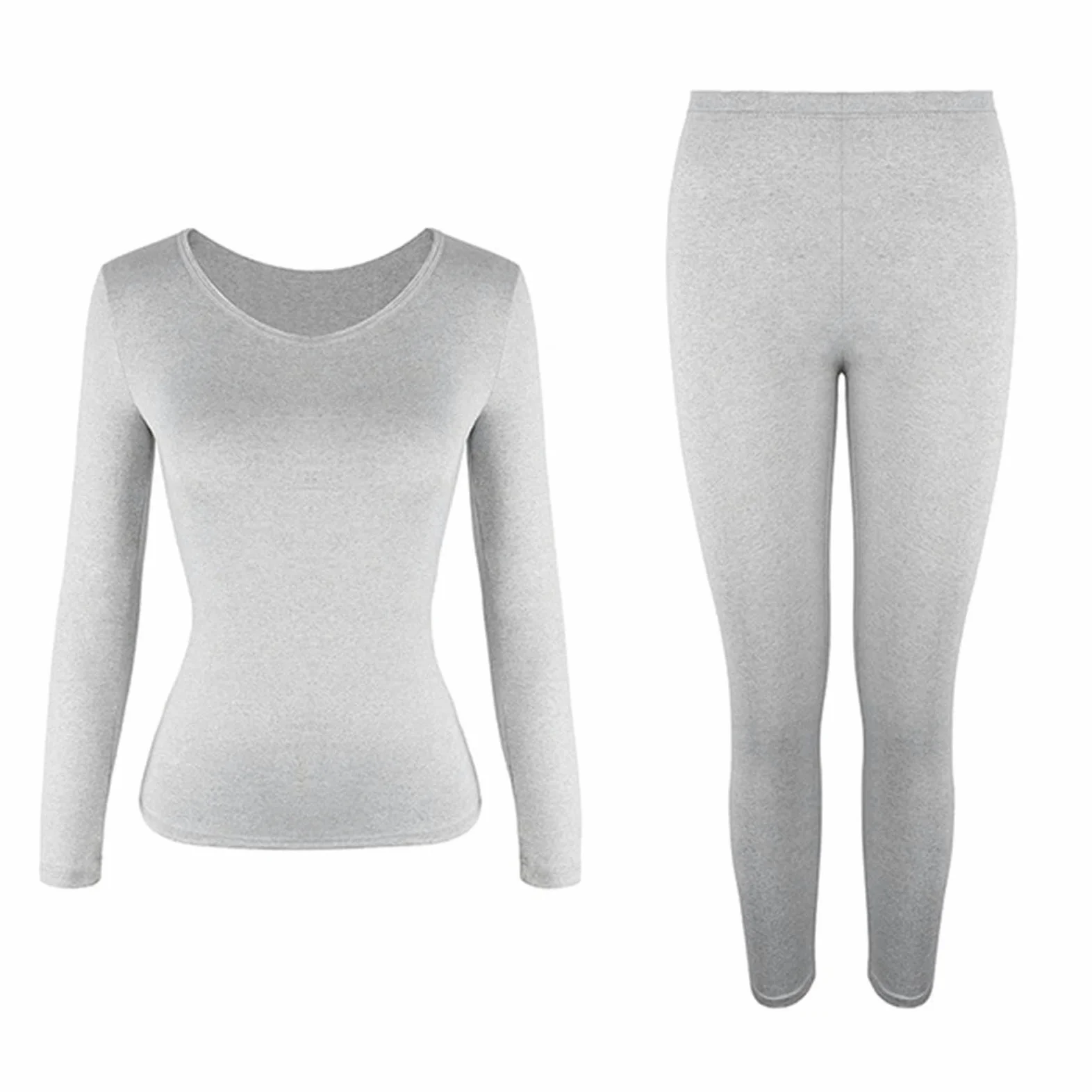 MdybF Conjuntos Térmicos para Mujer Juego De Ropa Interior Térmica para Mujeres Long Johns Capa Base Forrada Top Top Inport 2 Piezas Conjunto-Gris-Metro