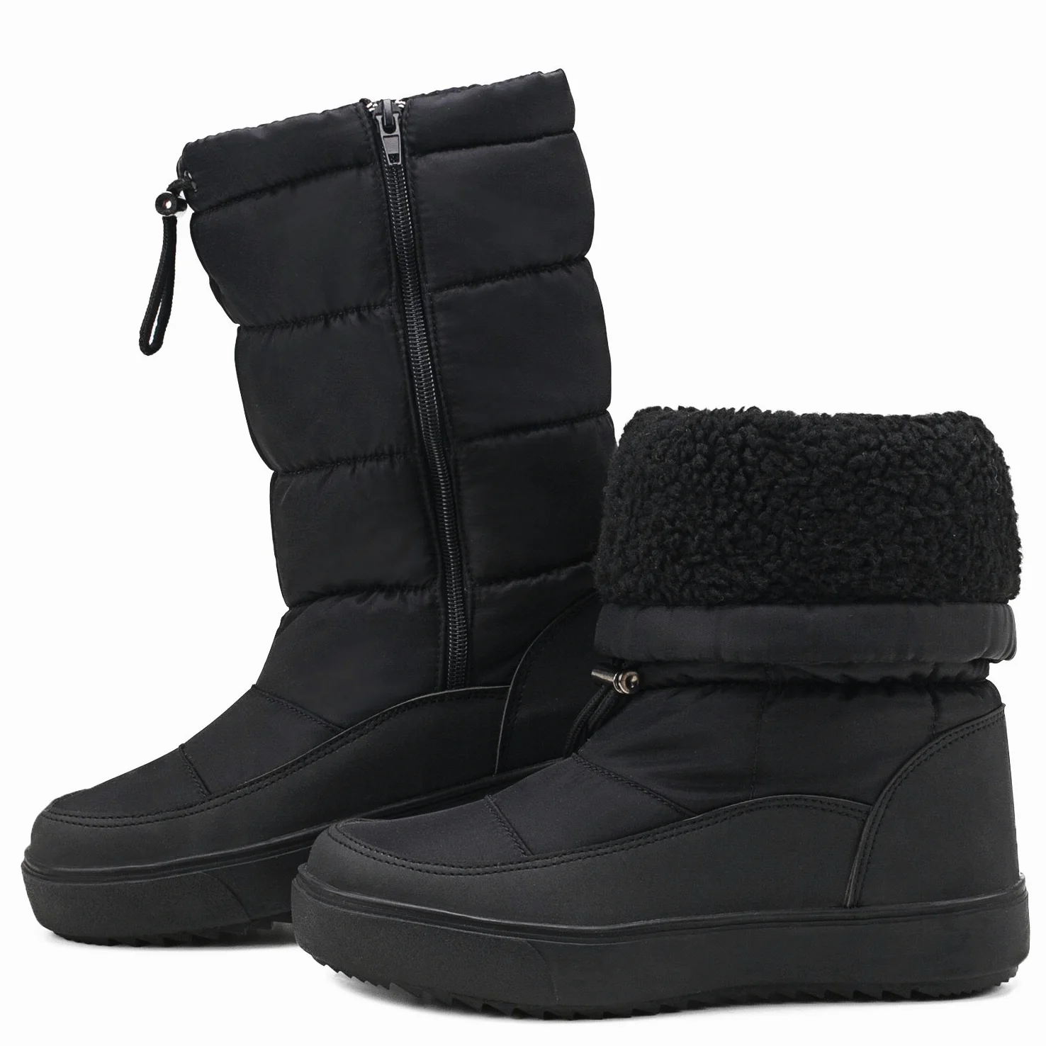 Shenji Zapatos de Mujer de Invierno - Botas de Nieve con Tela Estampada de Nylon Caliente y Suave H7624