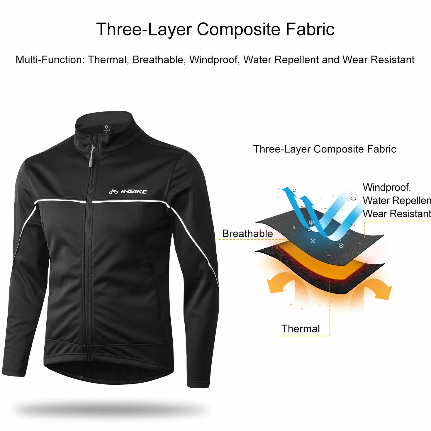 INBIKE Chaqueta Ciclismo Invierno Cortavientos Softshell Impermeable Forro Polar Hombre