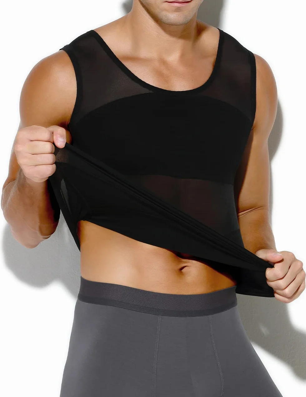 Casey Kevin Camisa de compresión Slim para Hombres, Faja Chaleco Hombre Hombre Reductora Compresion Elástica de Ropa Interior(Tamaño: M-XXL)
