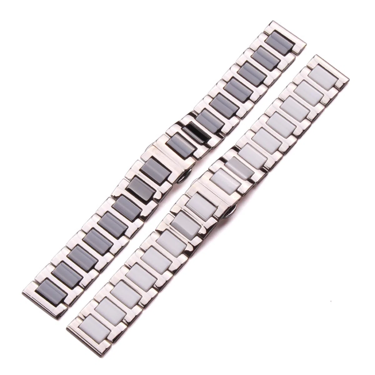 SiChouwz Pulsera De Cerámica De Acero Inoxidable Correa De Metal Sólido Blanco Negro