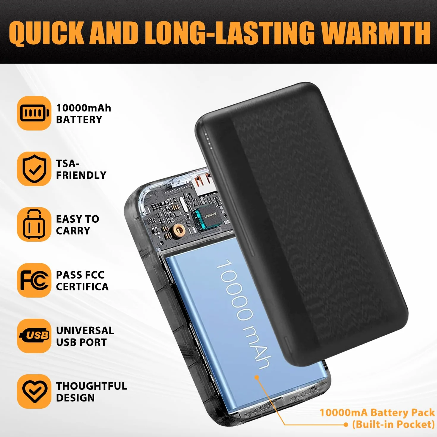 Tiazhan Chaleco Calefactable, Beheizbare Weste con Powerbank/9 Zonas, Chaqueta Calefactable Ligera y Recargable, Chaqueta Calefactable Iteligente, para Hombre/Mujer