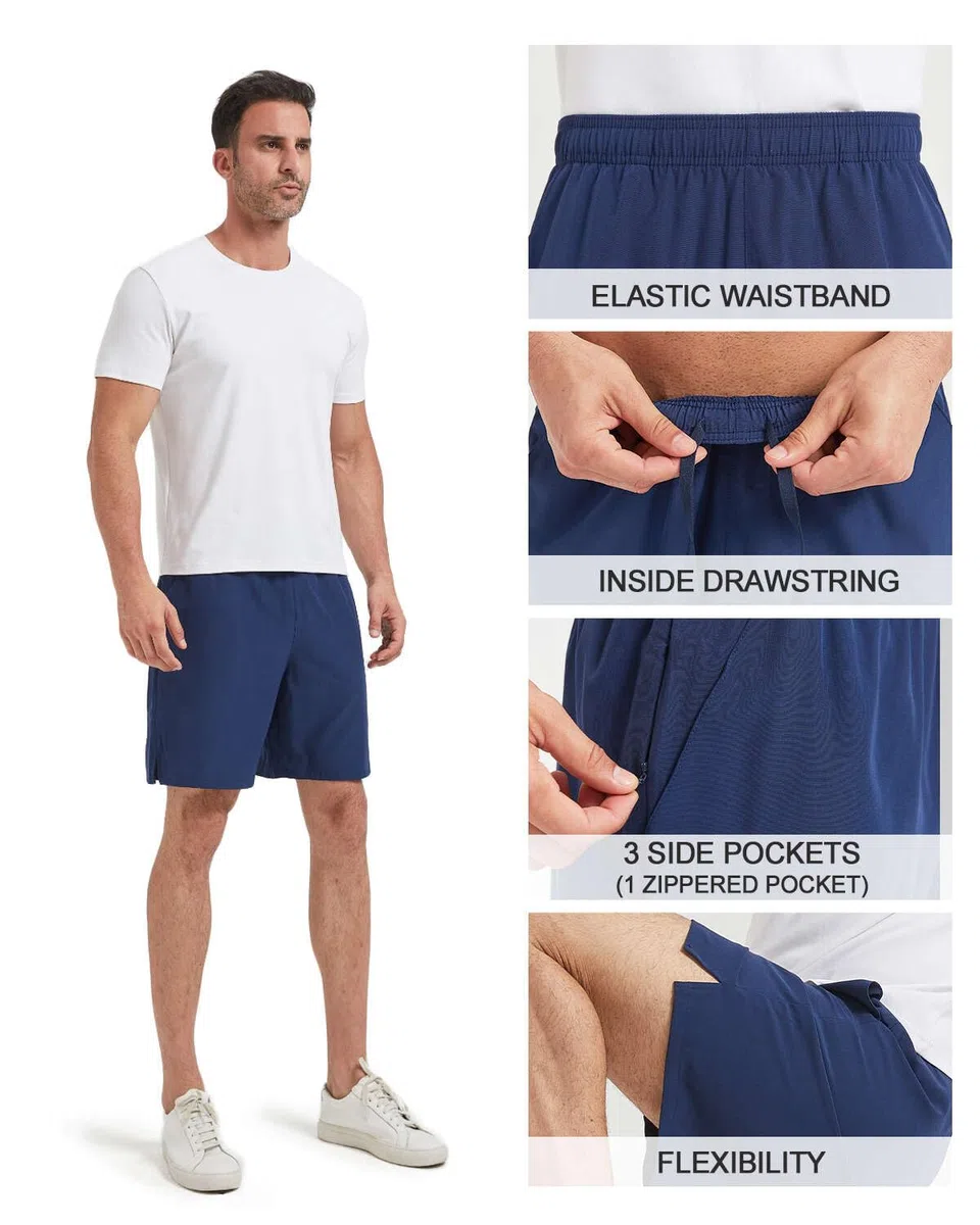 Liloak Pantalones Cortos Deportivos para Correr para Hombre con Bolsillos con Cremallera, Pantalones Cortos de Secado rápido para Hombre, Pantalones Cortos de Secado rápido de 7 Pulgadas,