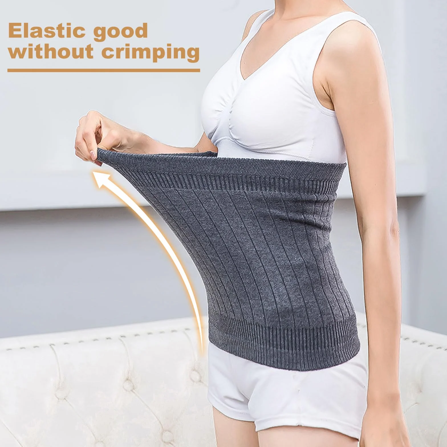 Calentador de Riñones de Lana para Mujer Calentador de Riñones para Mujer Cinturón Lumbar Lana Cinturón de Punto Cinturón Lumbar Lana Calentador para Mujer, Talla única (Gris)
