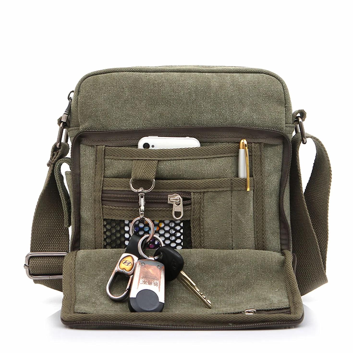 Bolso Bandolera Hombre Pequeño de Tela Vintage Messenger Bag para Colegio Universidad Libro Bolsa de Lona Originales de Viaje Sport