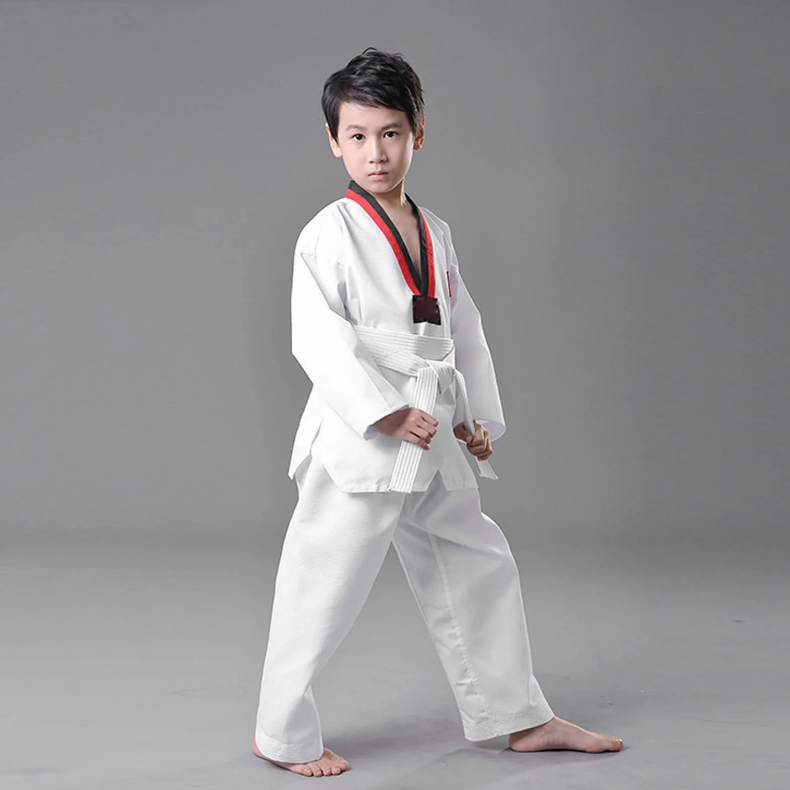 Traje de taekwondo para niños 136-146 cm Dobok uniforme entrenamiento transpirable ligero